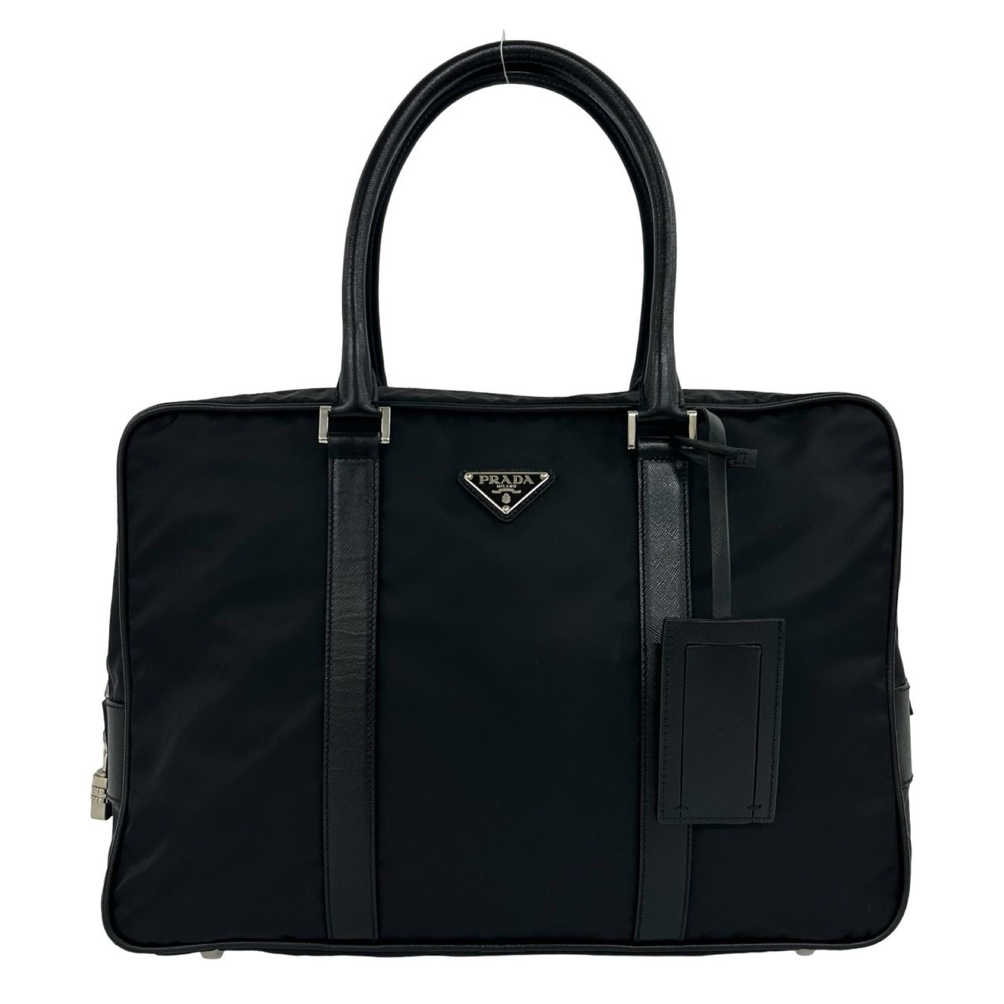 Prada Black Nylon Leather Briefcase (Pre-Owned)