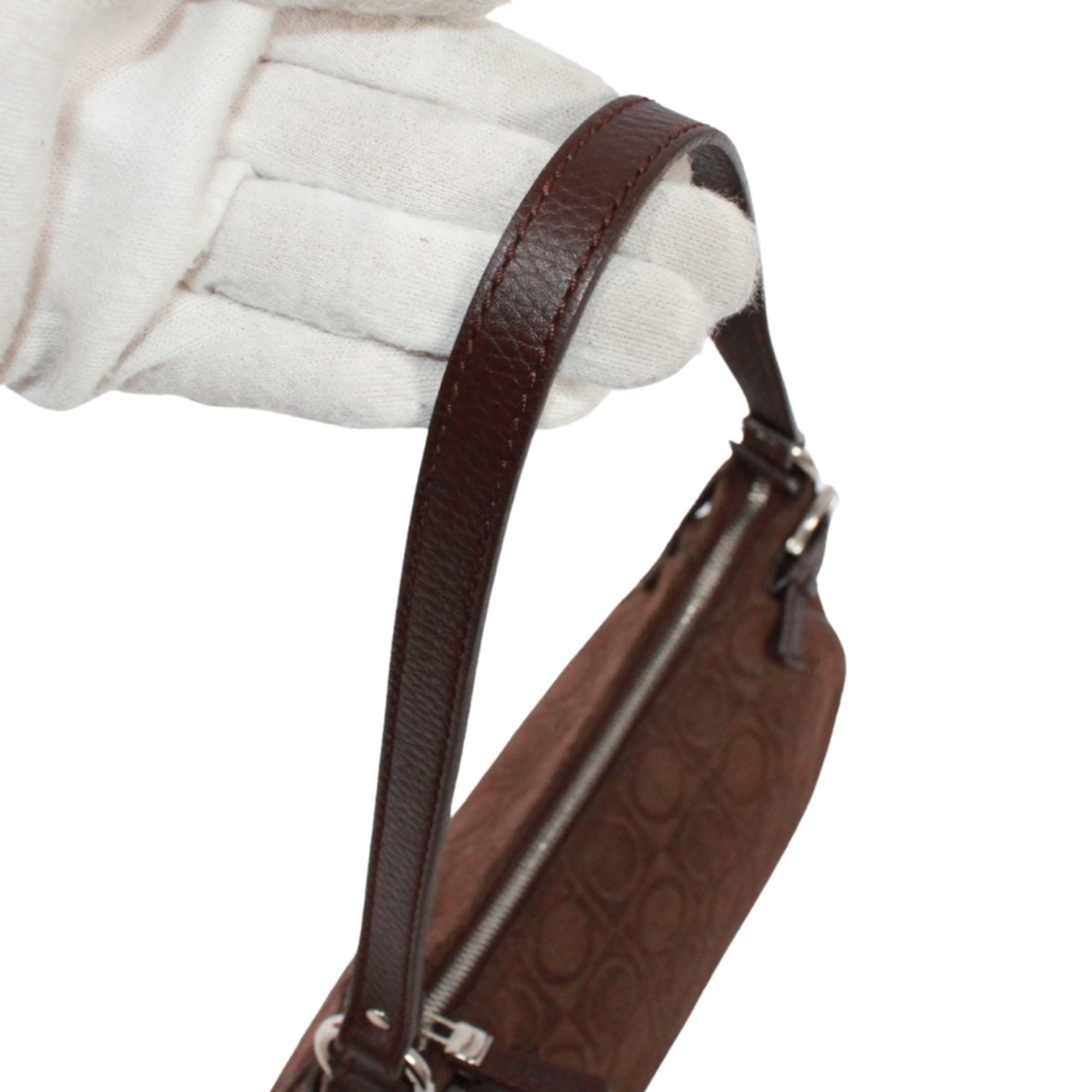 Salvatore Ferragamo Brown Canvas Leather Handbag Pouch (Pre-Owned)