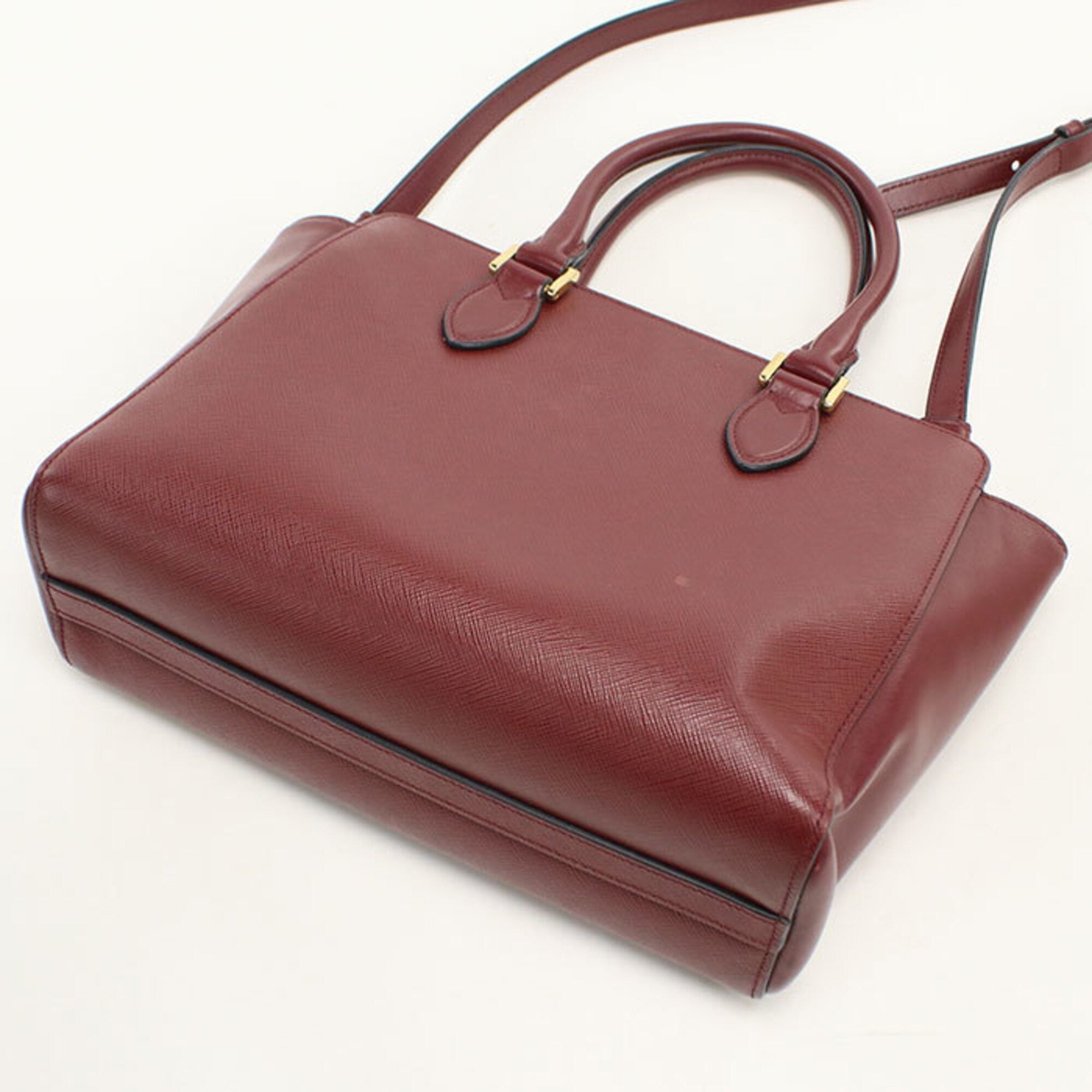 Prada Red Color Wine Leather Tote Bag (Pre-Owned)