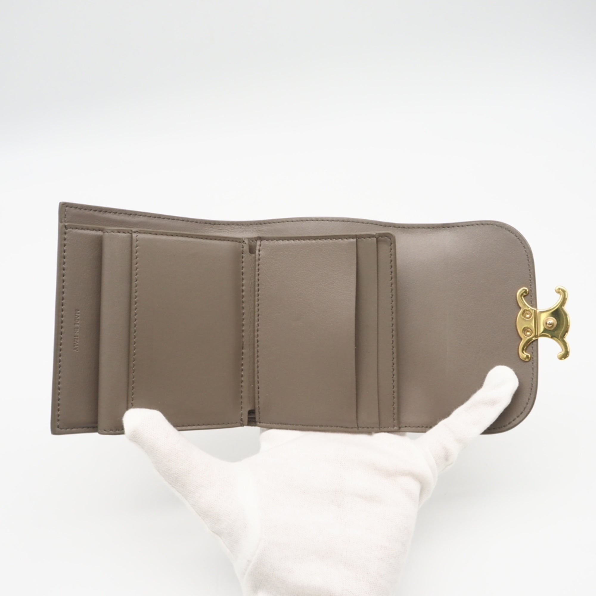 Celine Grayish Leather Wallet (Tri-Fold) (Pre-Owned)