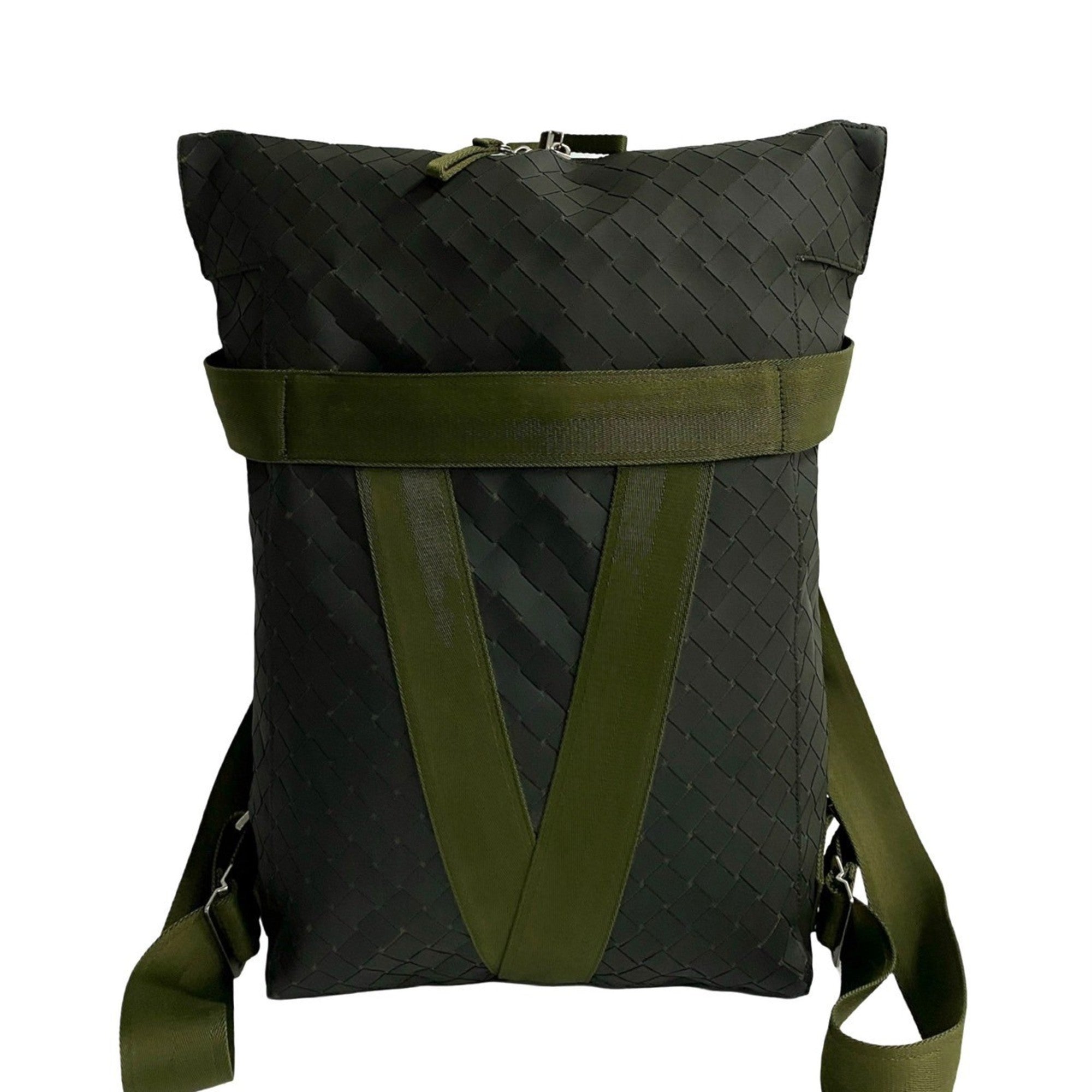 Bottega Veneta Khaki Nylon Rubber Backpack (Pre-Owned)