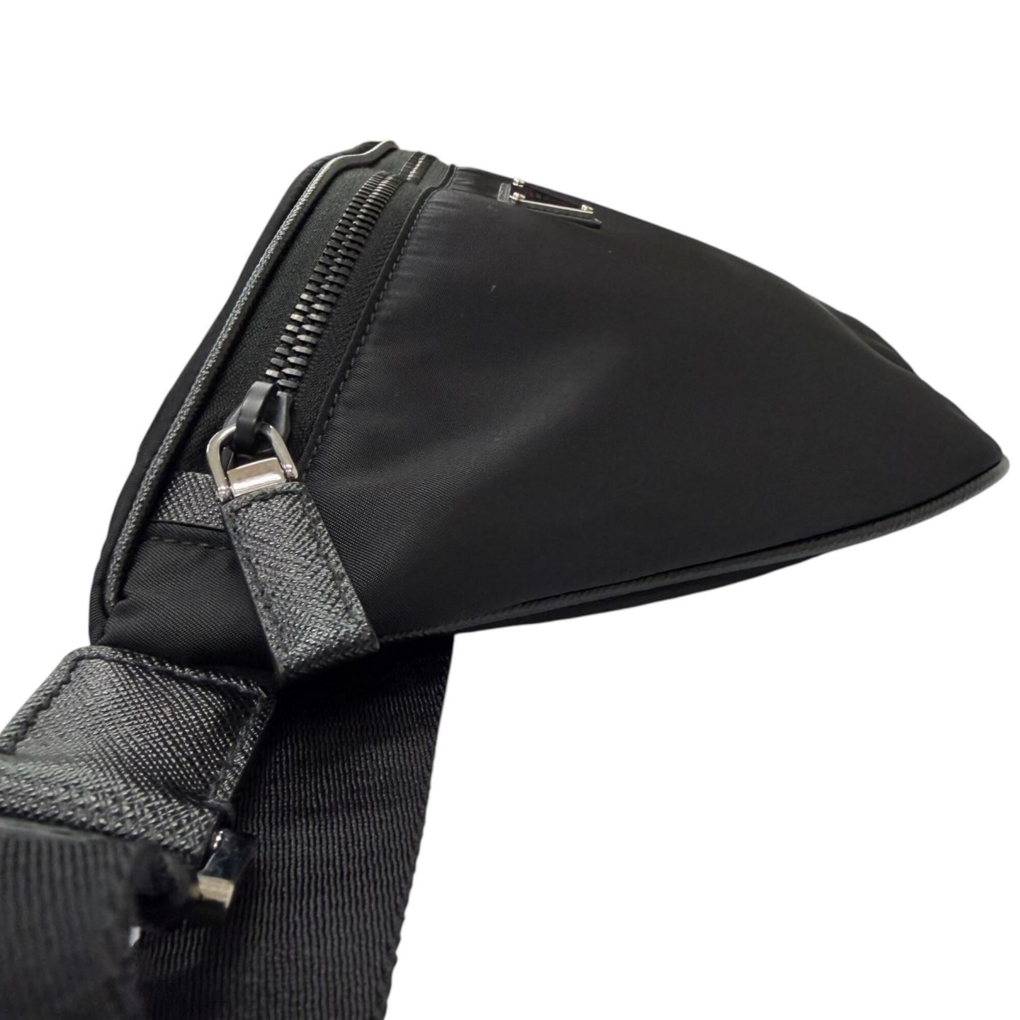 Prada Black Nylon Leather Fanny Pack Sling Bag (Pre-Owned)