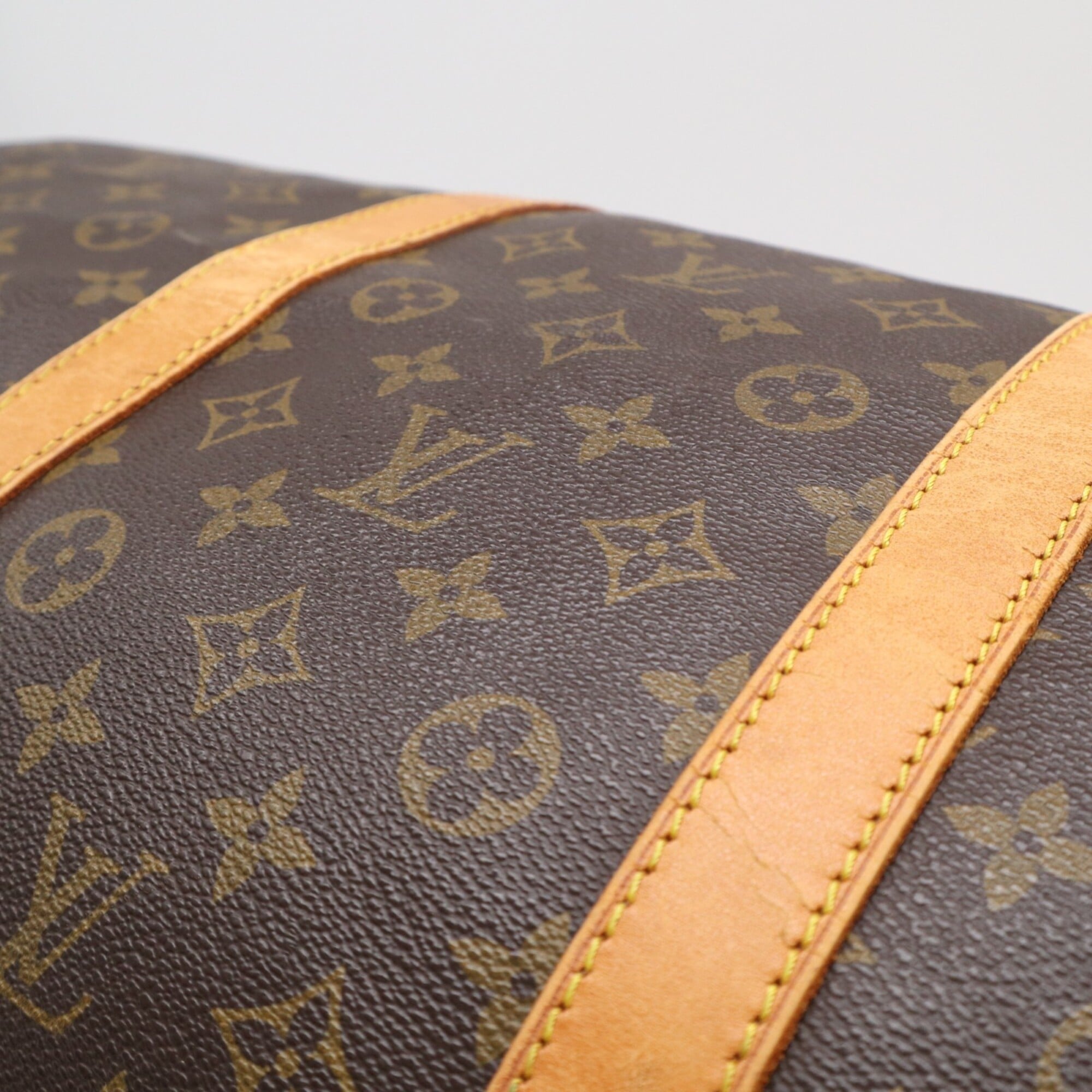 Louis Vuitton Monogram Beige Brown Coated Canvas Leather Boston Bag (Pre-Owned)