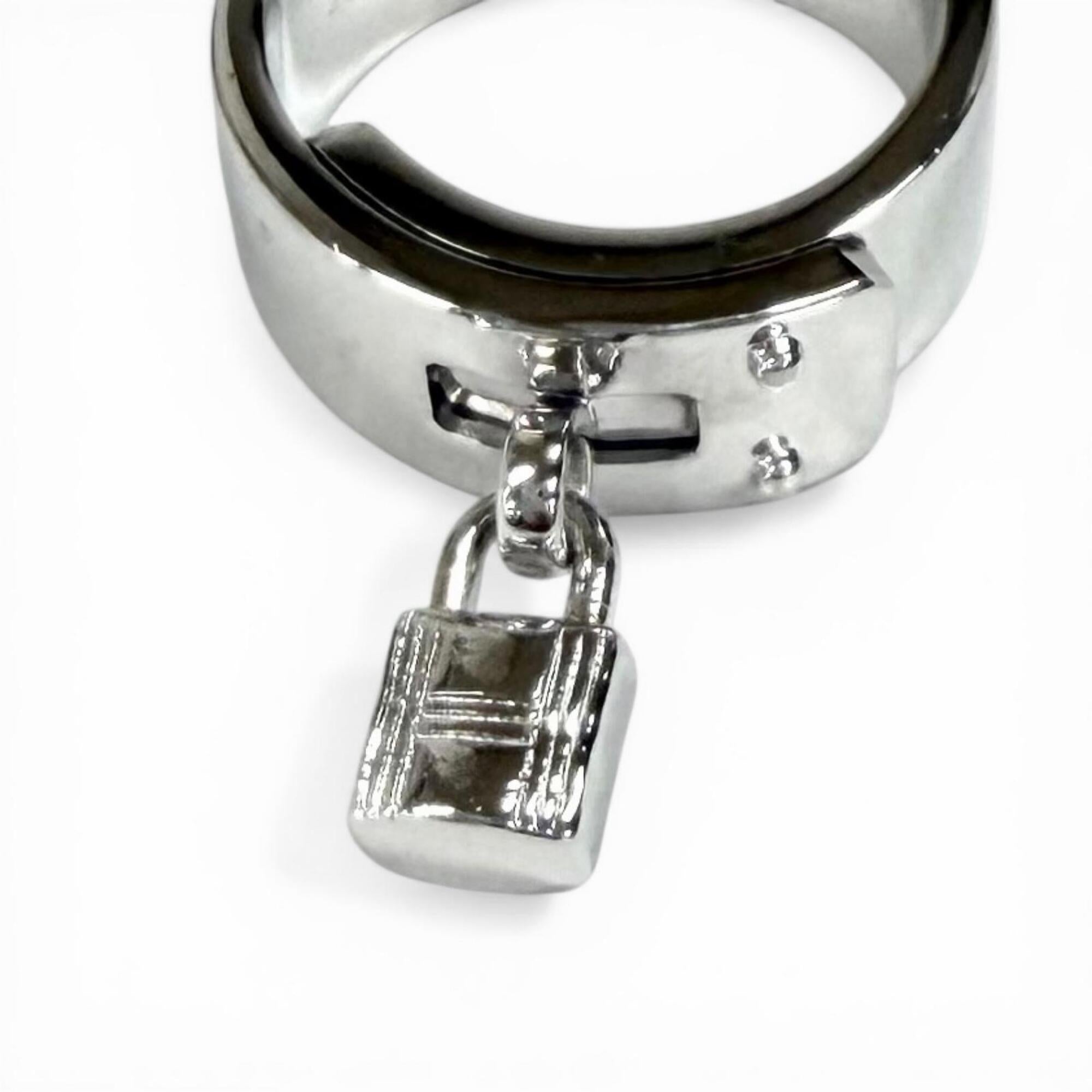 Hermes Silver Silver 925 Band Ring (Pre-Owned)