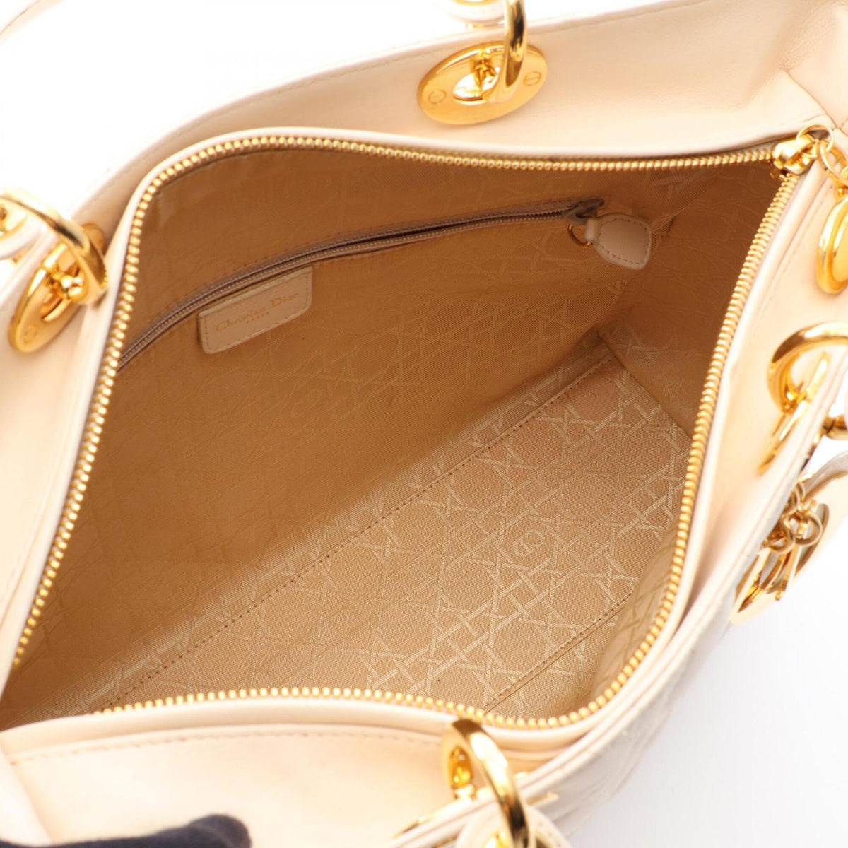 Christian Dior Lady Dior Ivory Leather Handbag (Pre-Owned)