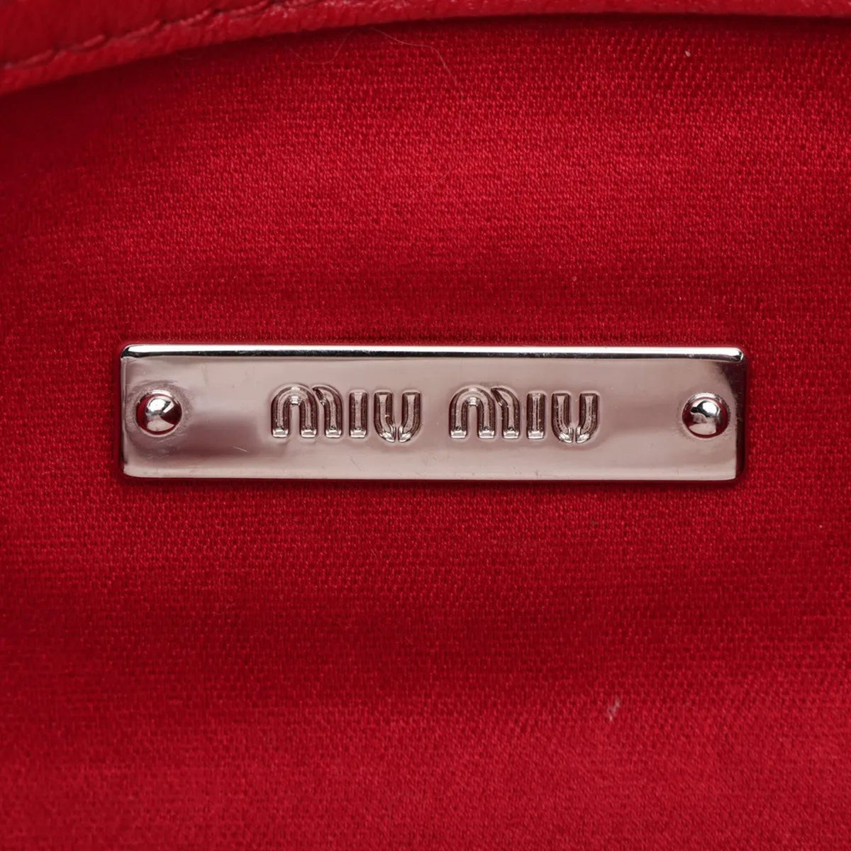 Miu Miu Red Color Leather Canvas Shoulder Bag Tote Bag (Pre-Owned)