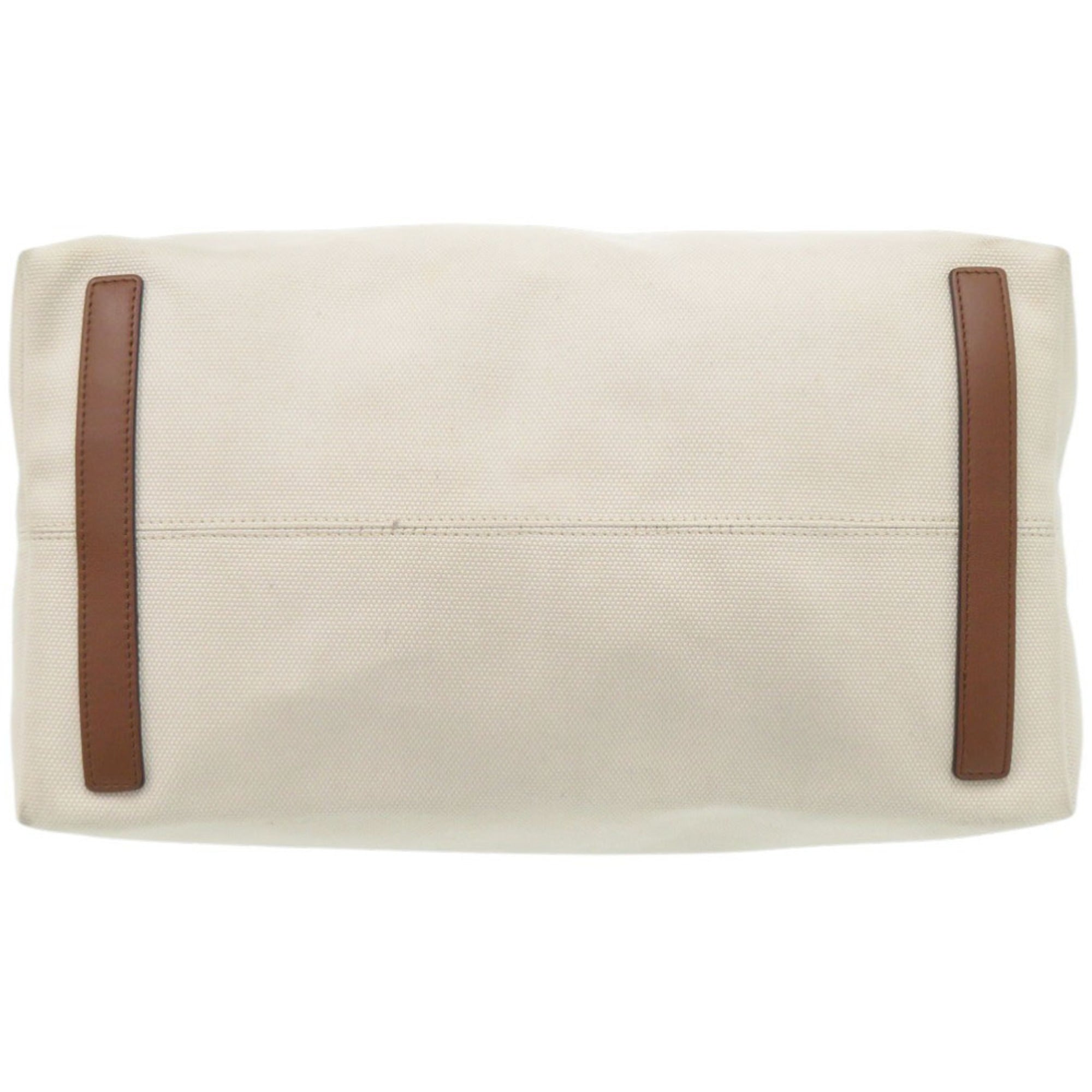 Burberry Brown White Canvas Leather Tote Bag (Pre-Owned)