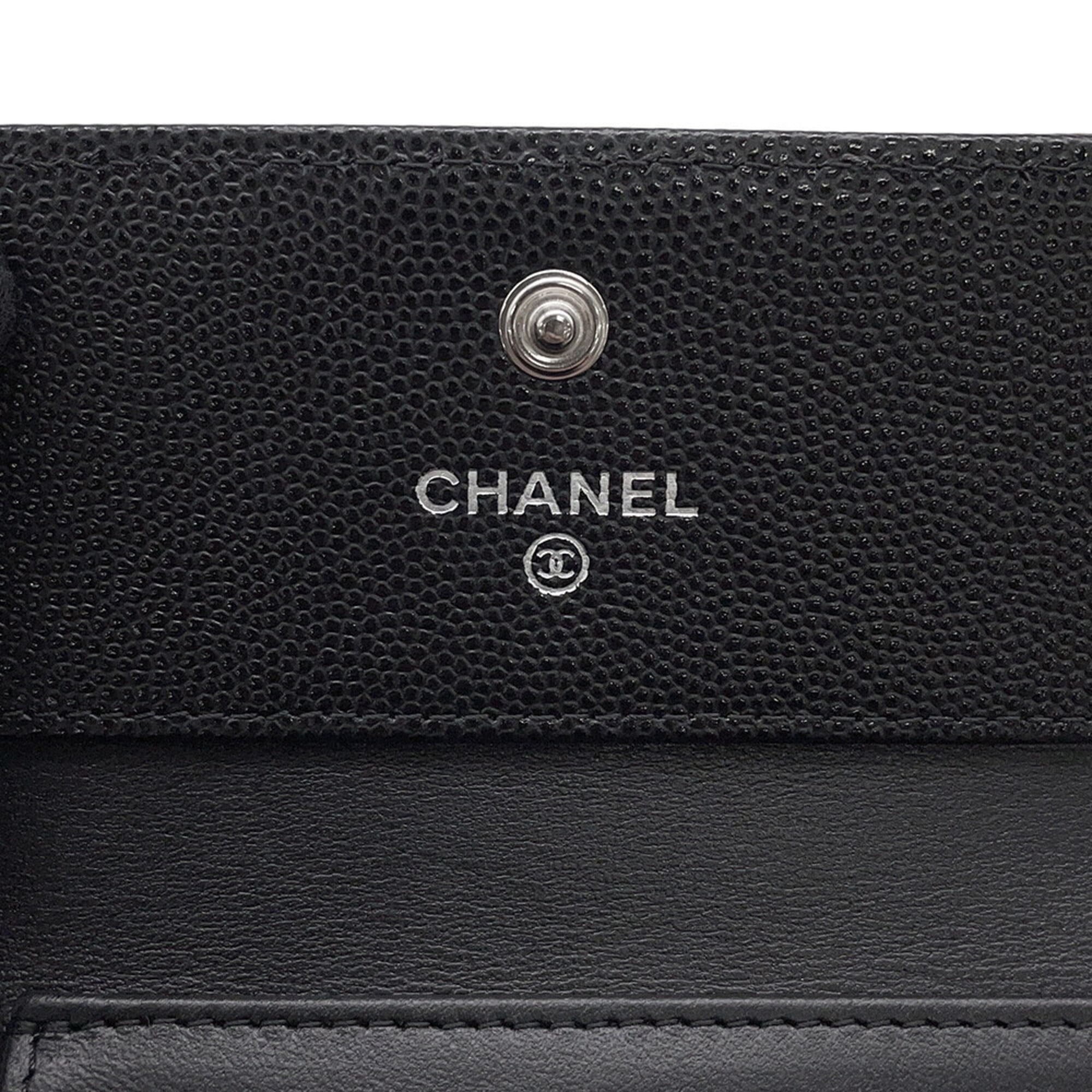 Chanel Matelasse Black Grained Calfskin Wallet (Tri-Fold) (Pre-Owned)