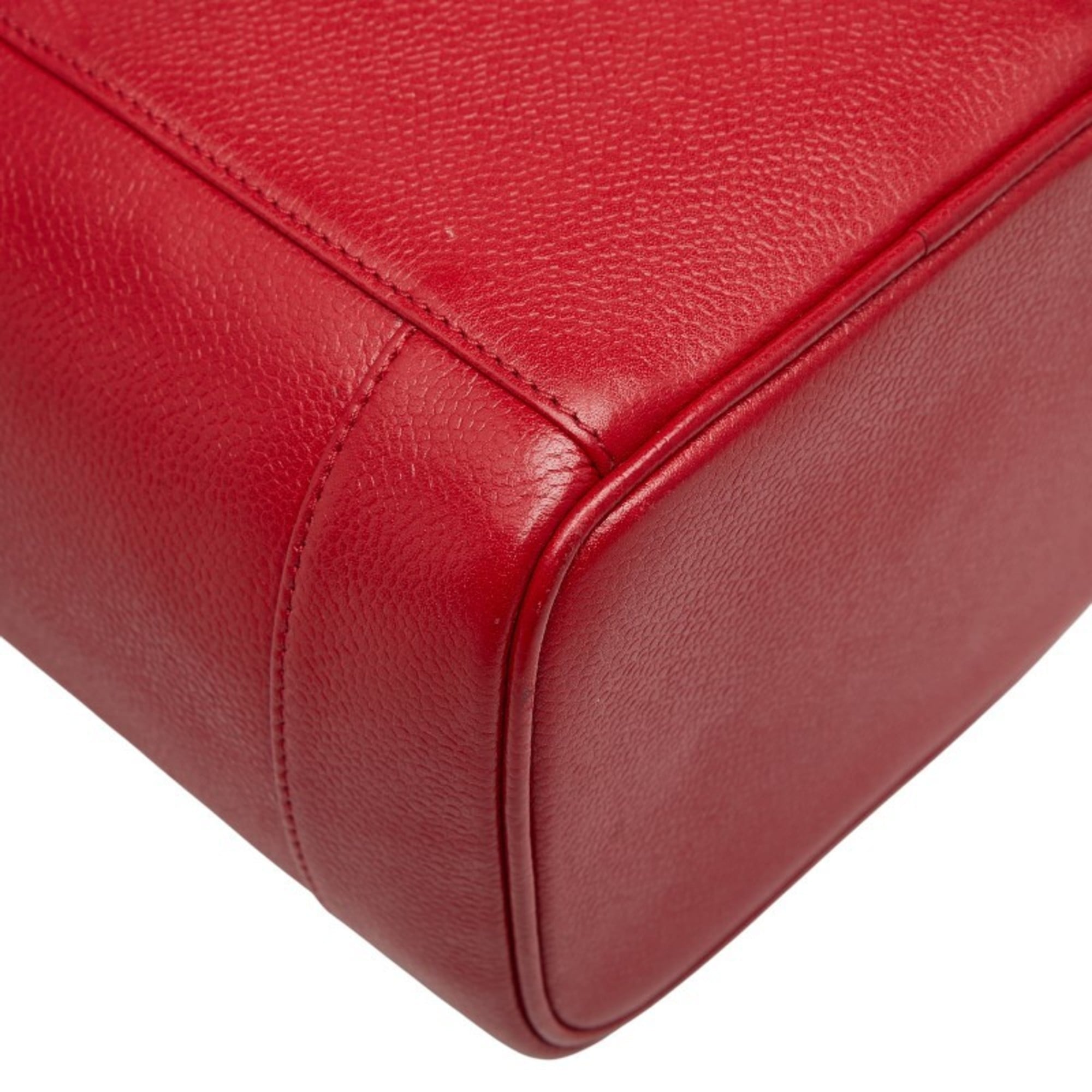 Chanel Red Color Grained Calfskin Handbag Vanity Bag (Pre-Owned)