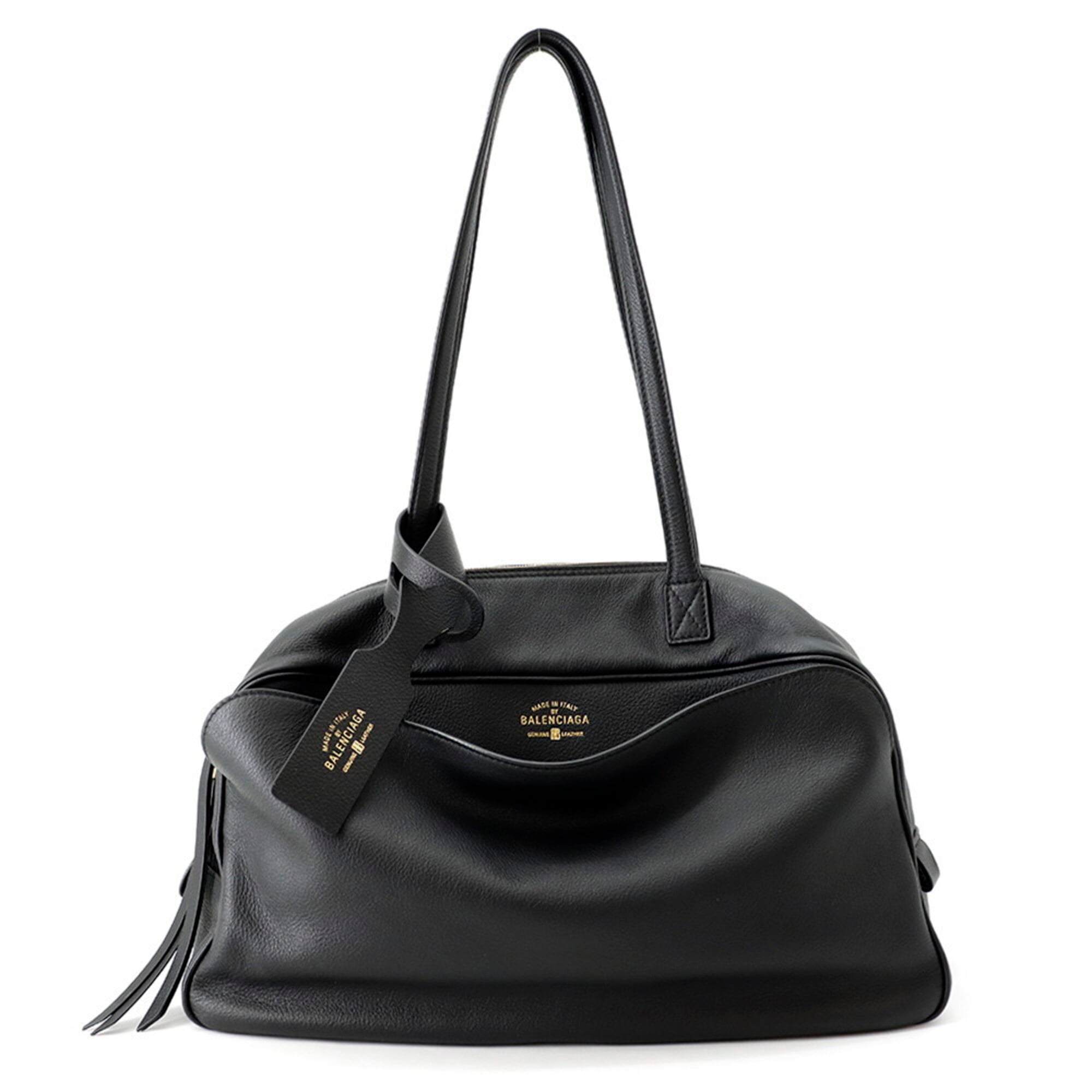 Balenciaga Black Leather Handbag Shoulder Bag (Pre-Owned)