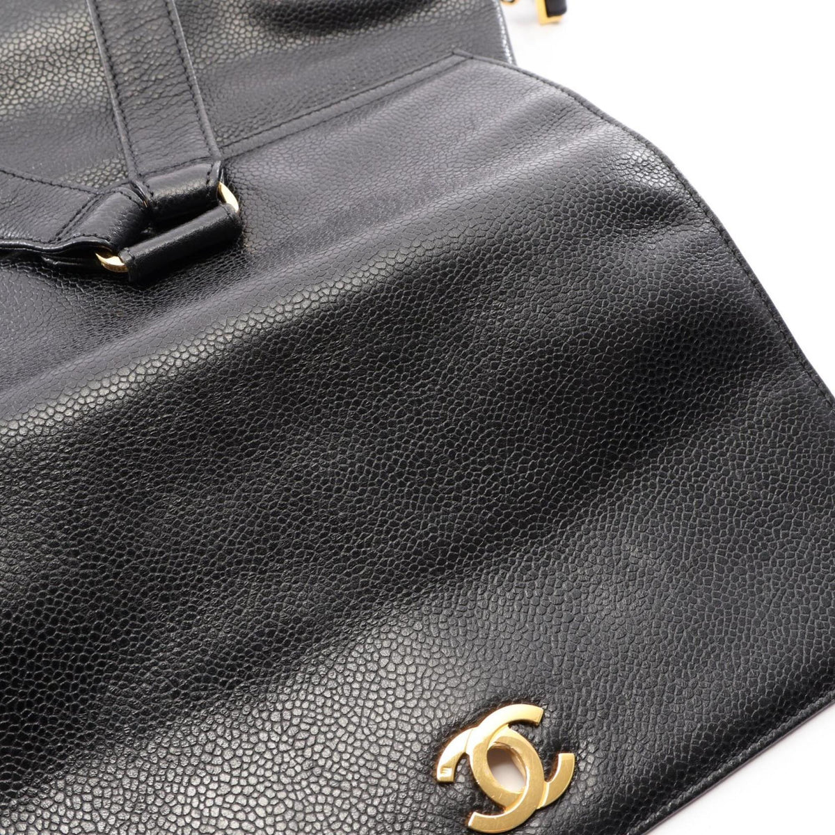 Chanel Black Grained Calfskin Backpack Handbag (Pre-Owned)
