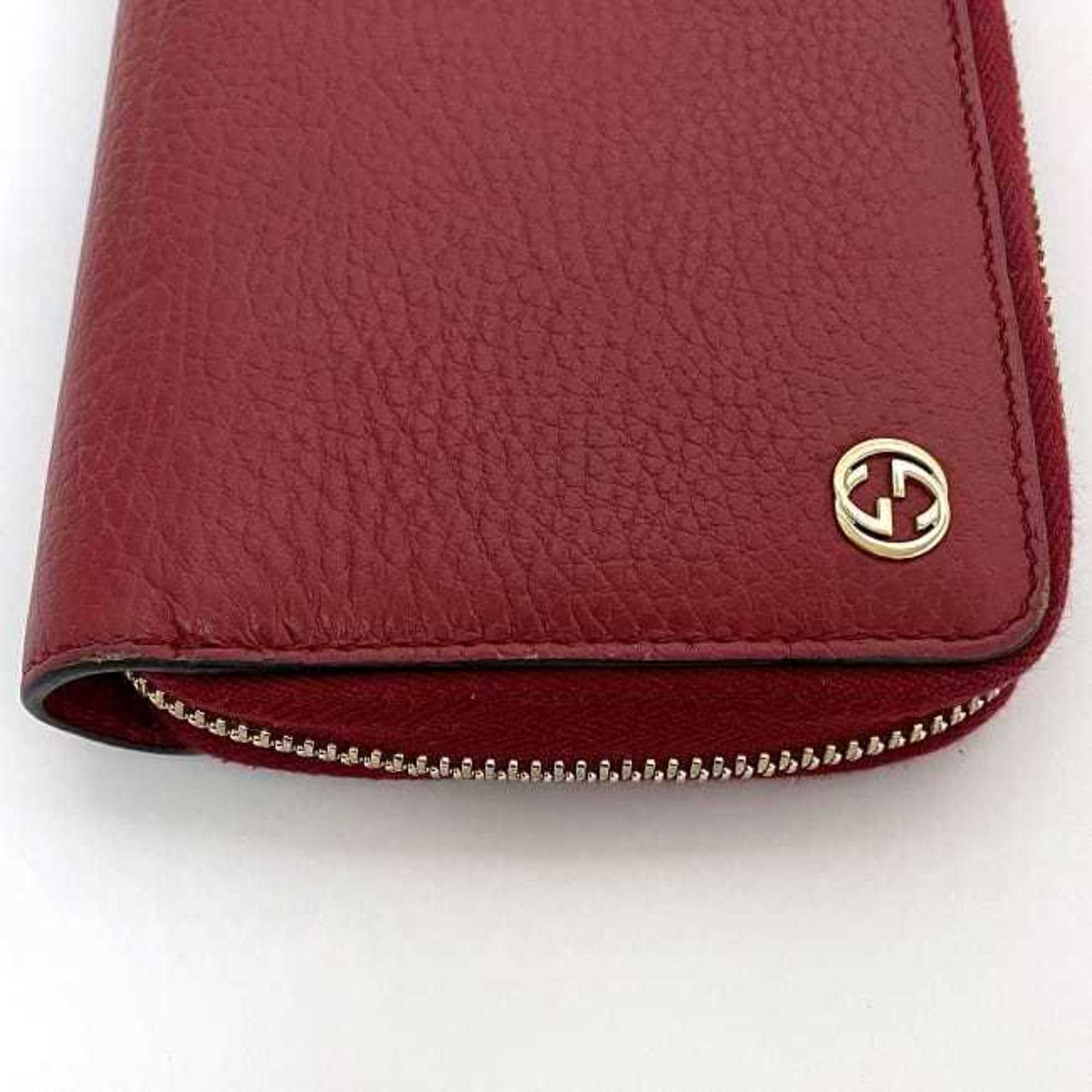 Gucci Red Color Leather Wallet (Bi-Fold) (Pre-Owned)