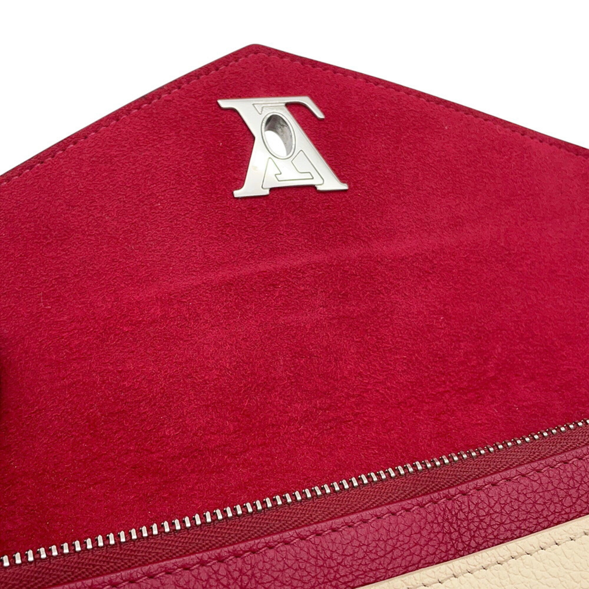 Louis Vuitton Cream Gray Red Color Wine Leather Pochette Shoulder Bag (Pre-Owned)