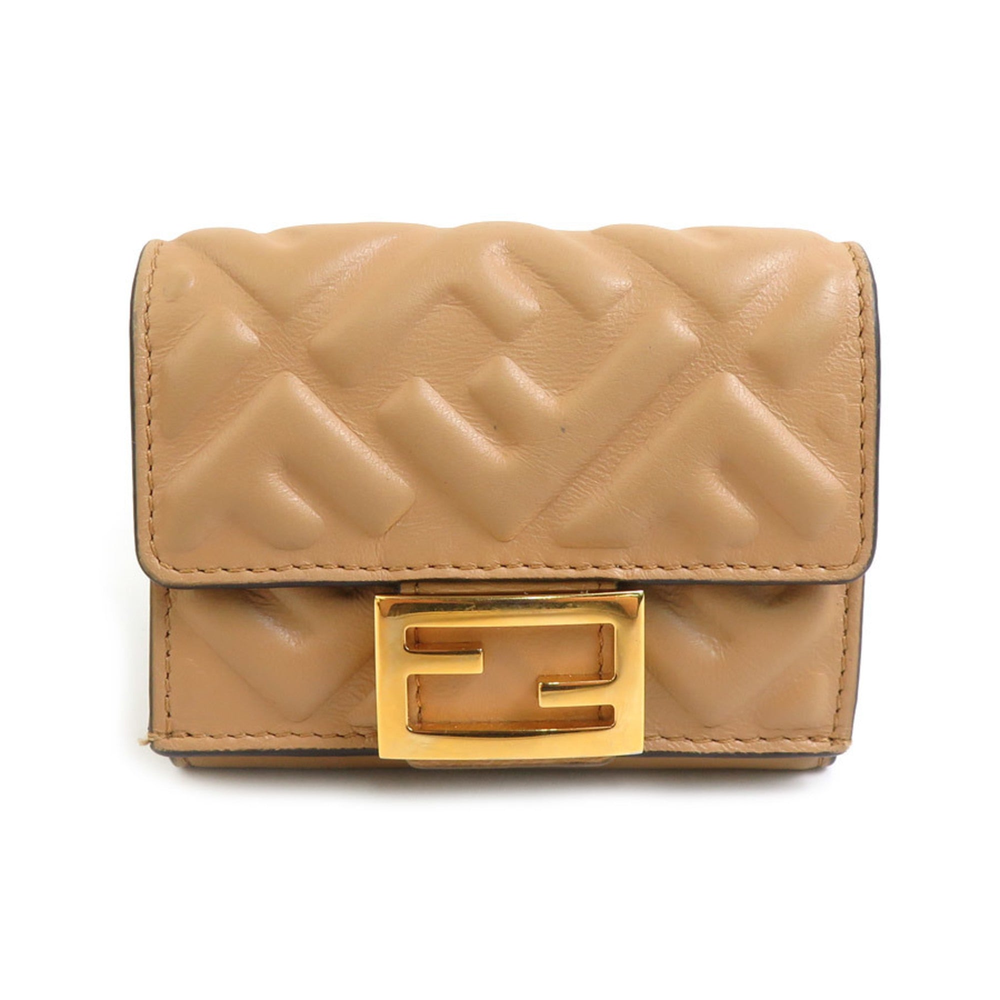 Fendi Beige Leather Wallet (Tri-Fold) (Pre-Owned)