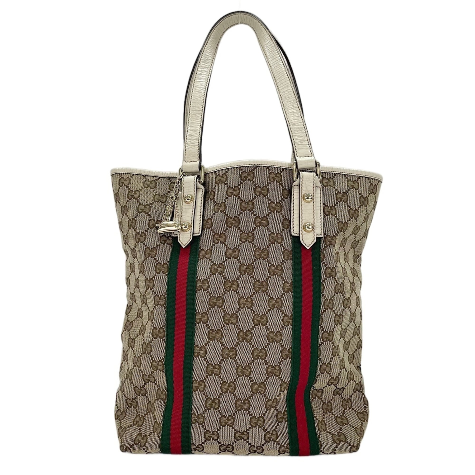 Gucci Sherry Line Beige Handbag (Pre-Owned)