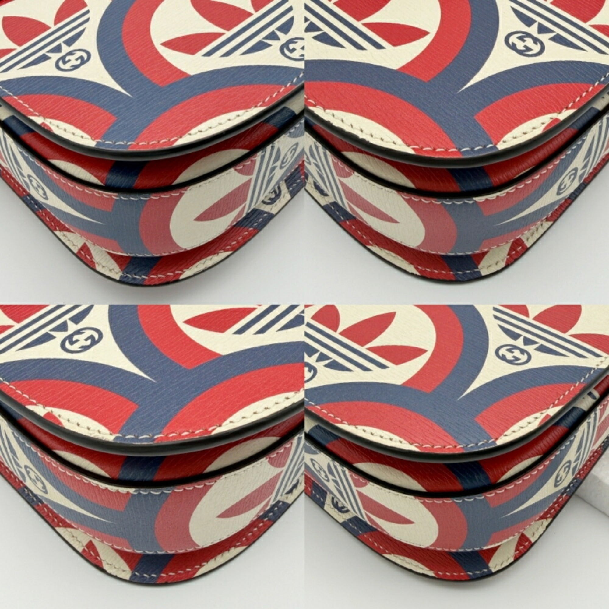 Gucci Horsebit Ivory Navy Red Color Leather Shoulder Bag (Pre-Owned)