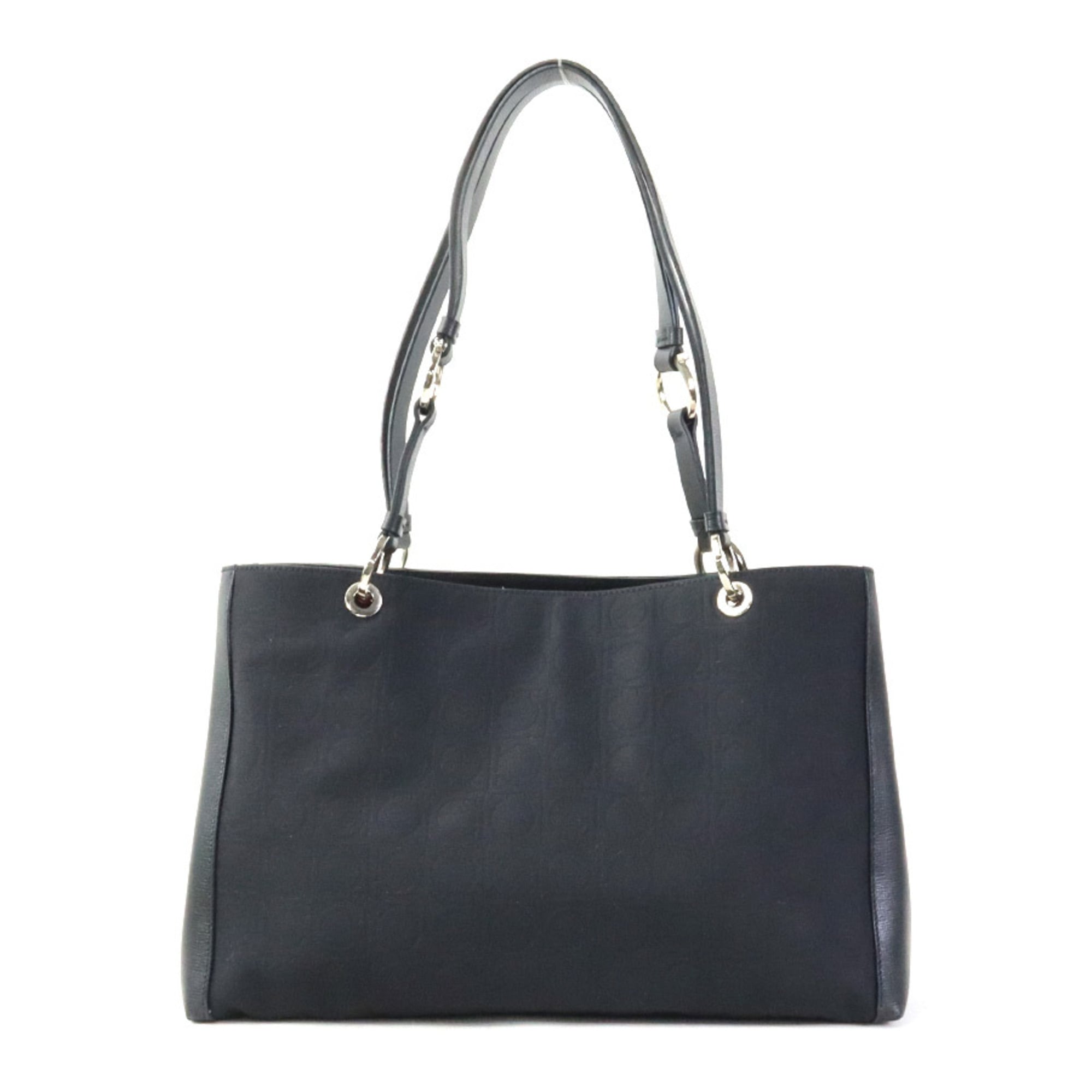 Salvatore Ferragamo Black Nylon Canvas Leather Shoulder Bag (Pre-Owned)