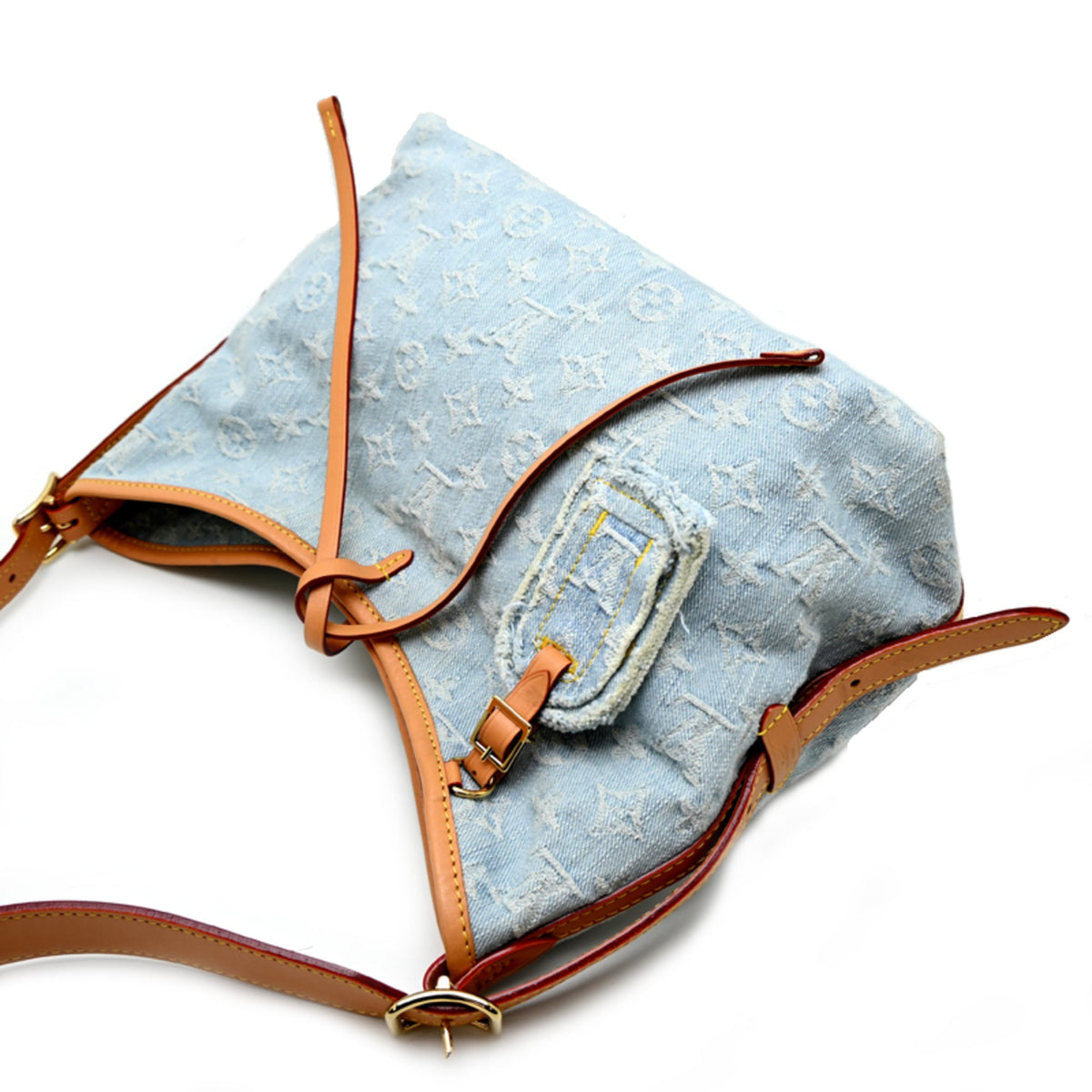 Louis Vuitton Blue Monogram Denim Leather Shoulder Bag (Pre-Owned)