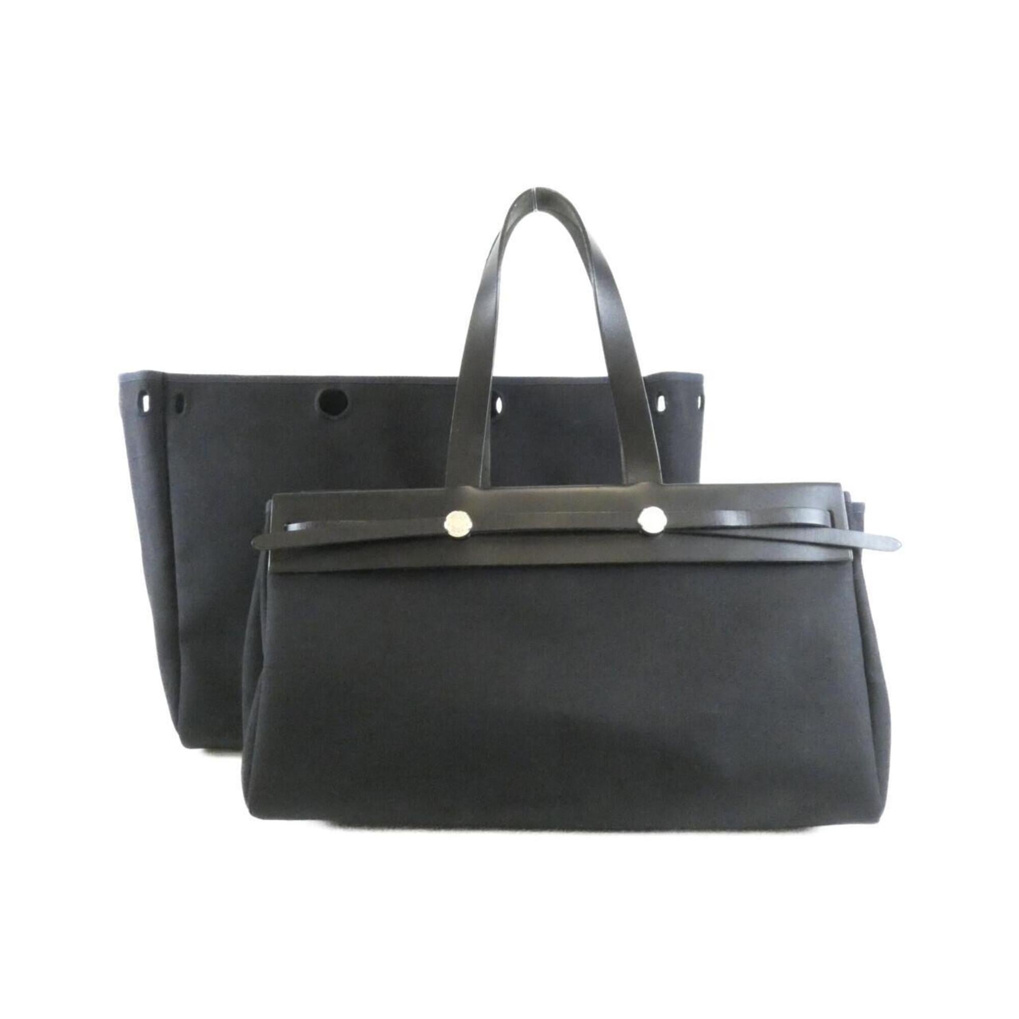 Hermes Black Toile Officier Handbag (Pre-Owned)