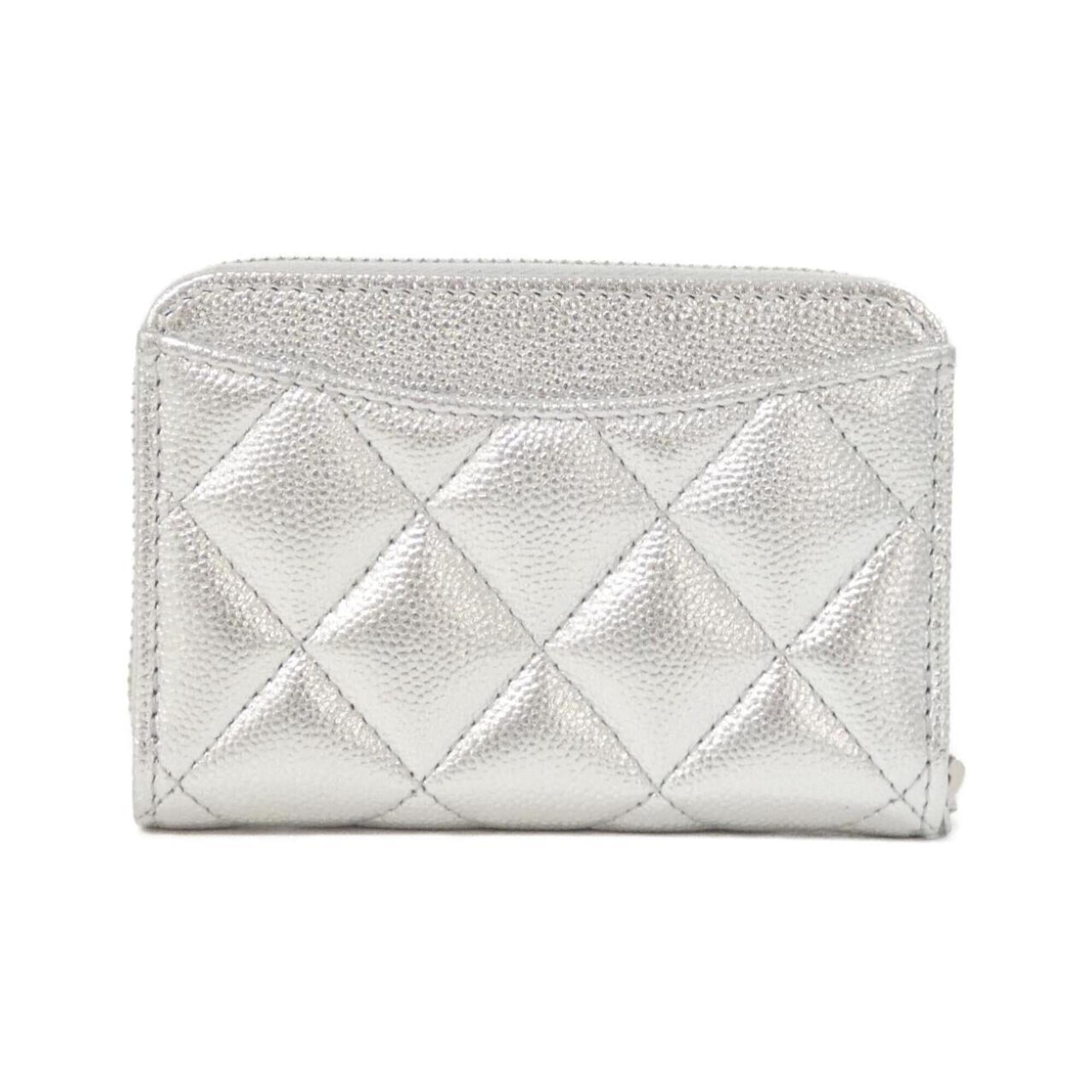 Chanel Silver Grained Calfskin Coin Purse/Coin Case (Pre-Owned)