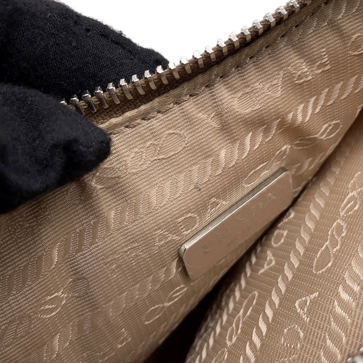 Prada Beige Nylon Handbag Shoulder Bag (Pre-Owned)