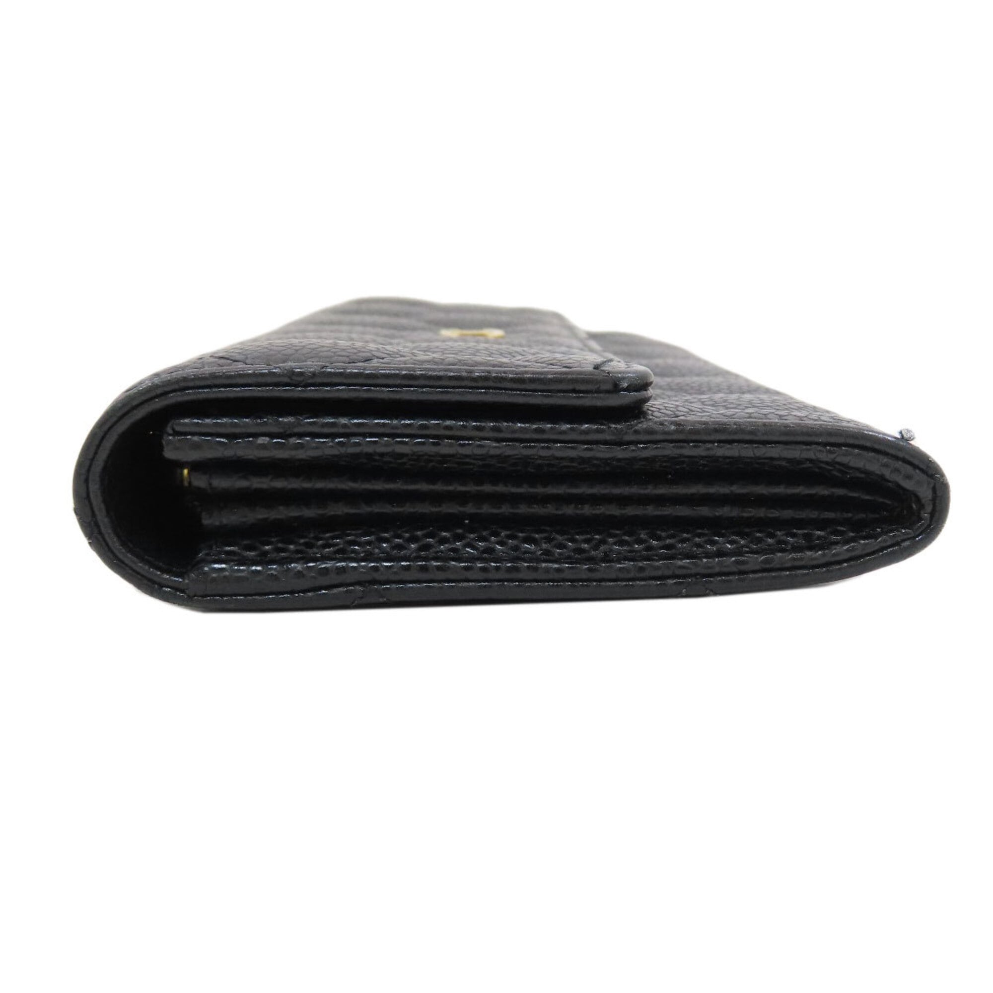 Chanel Matelasse Black Leather Long Wallet (Bi-Fold) (Pre-Owned)