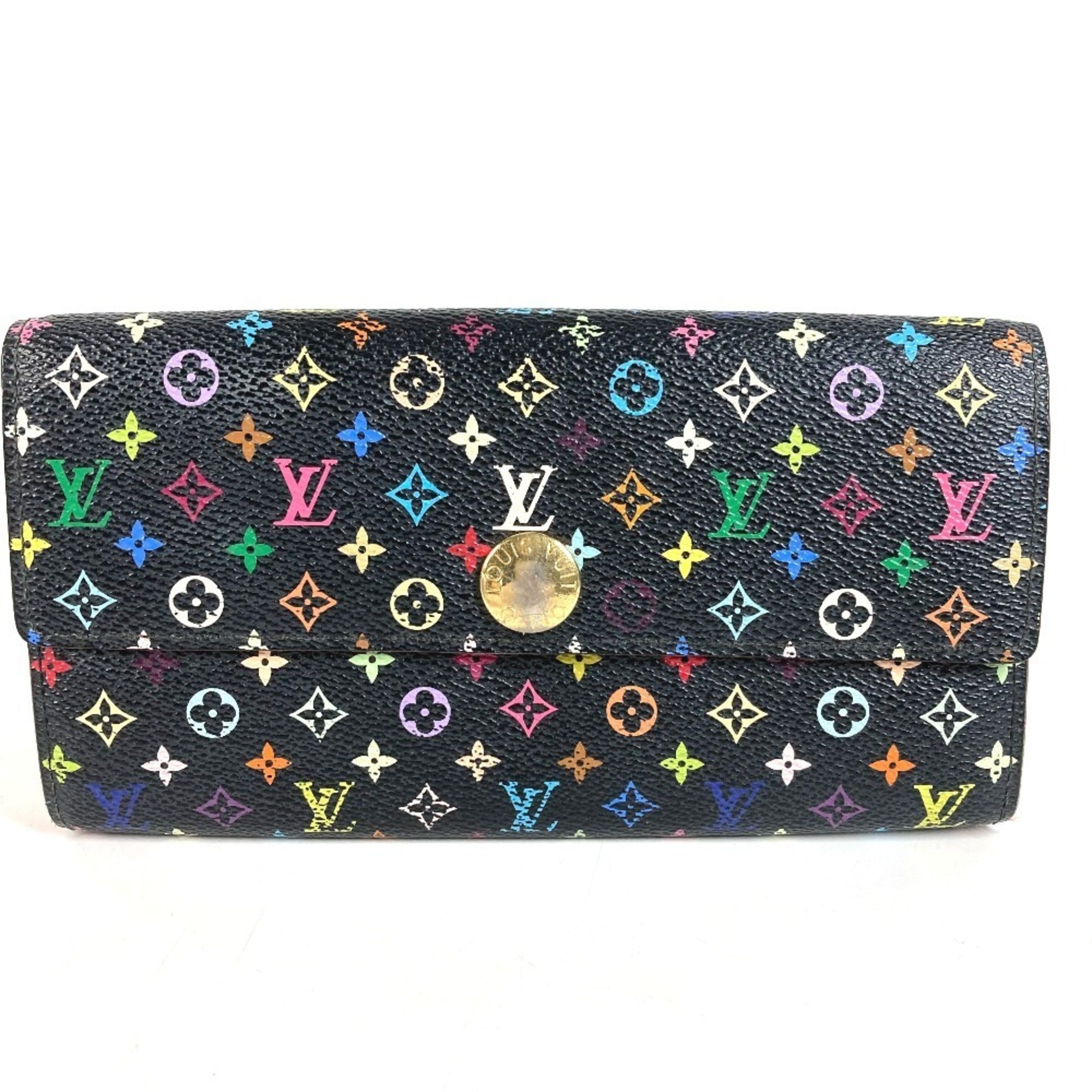 Louis Vuitton Monogram Multicolore Black Noir Pink Monogram Multicolore Long Wallet (Bi-Fold) (Pre-Owned)