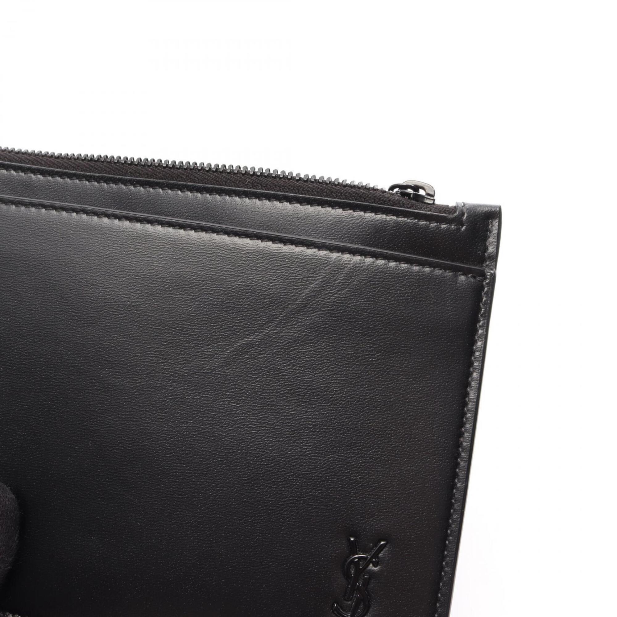 Yves Saint Laurent Black Leather Handbag Pouch (Pre-Owned)