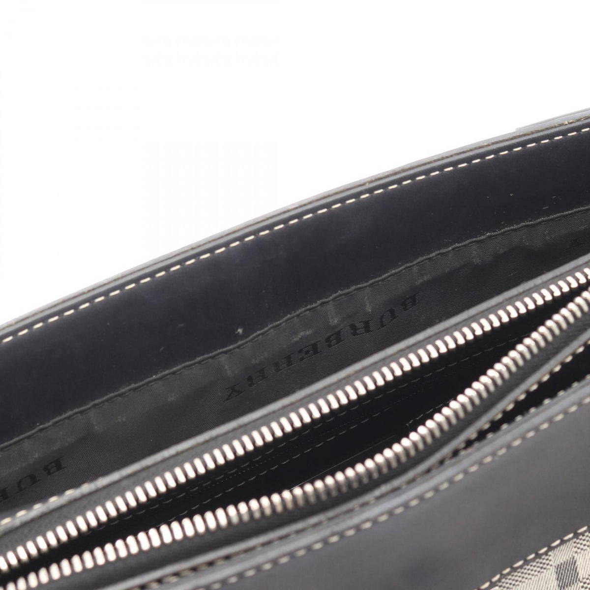 Burberry Black Ivory Canvas Leather Handbag (Pre-Owned)