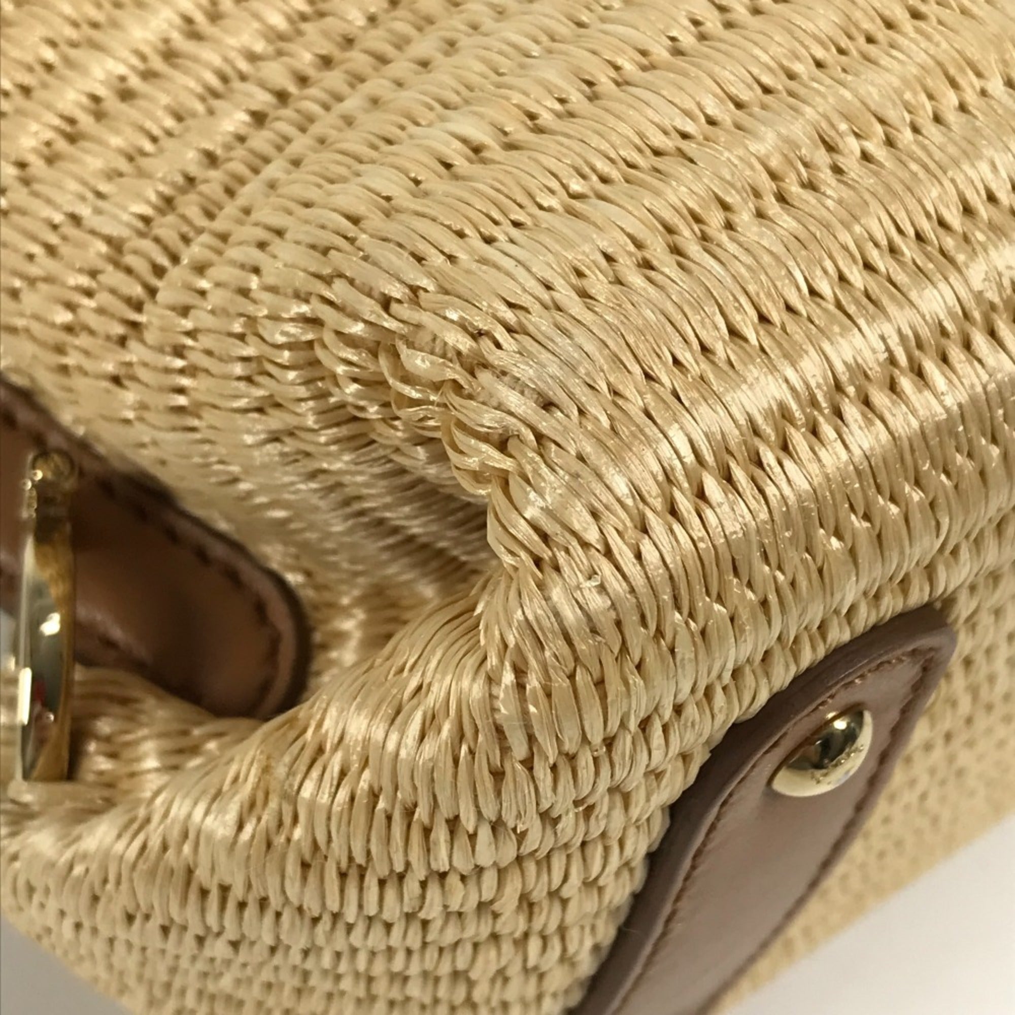 Salvatore Ferragamo Beige Straw Leather Handbag Shoulder Bag (Pre-Owned)