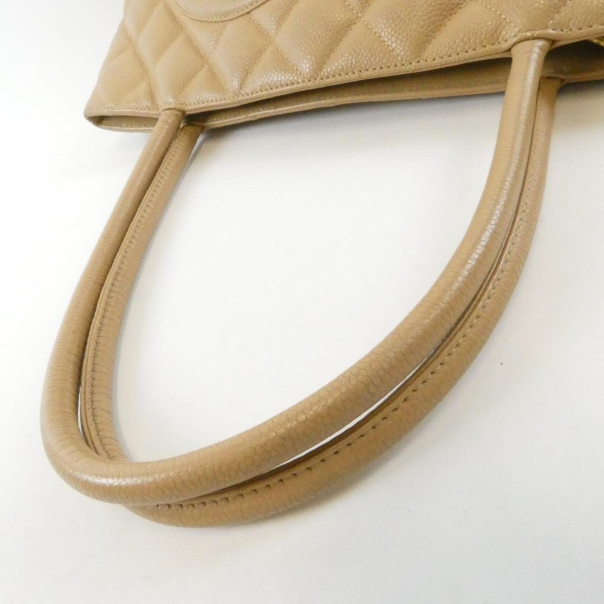 Chanel Beige Grained Calfskin Handbag (Pre-Owned)