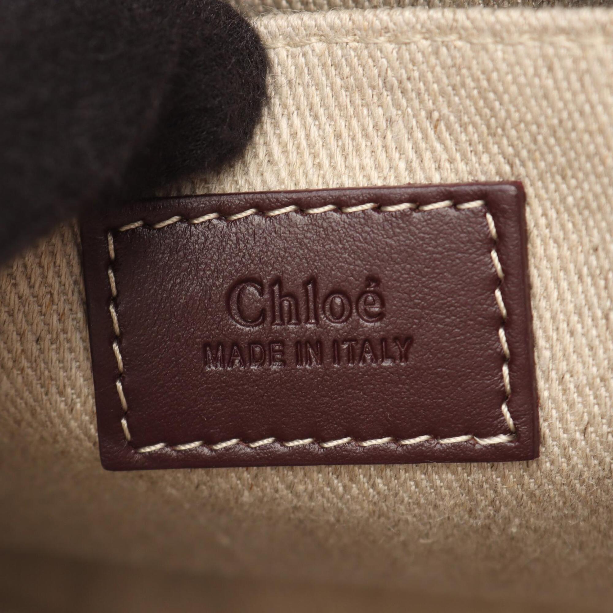 Chloé Beige Brown Pink Canvas Leather Handbag Tote Bag (Pre-Owned)