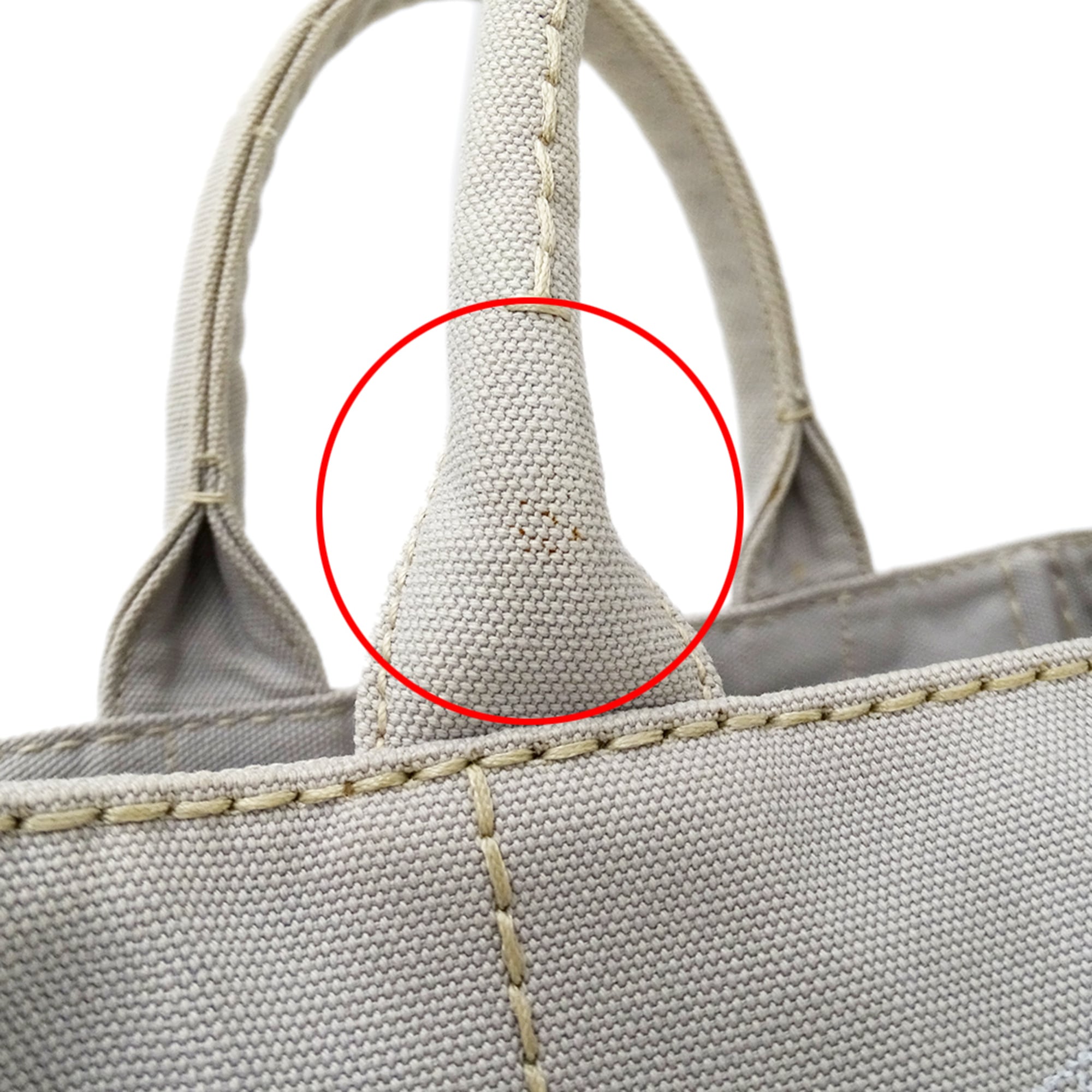 Prada Light Gray Canvas Handbag Shoulder Bag Tote Bag (Pre-Owned)