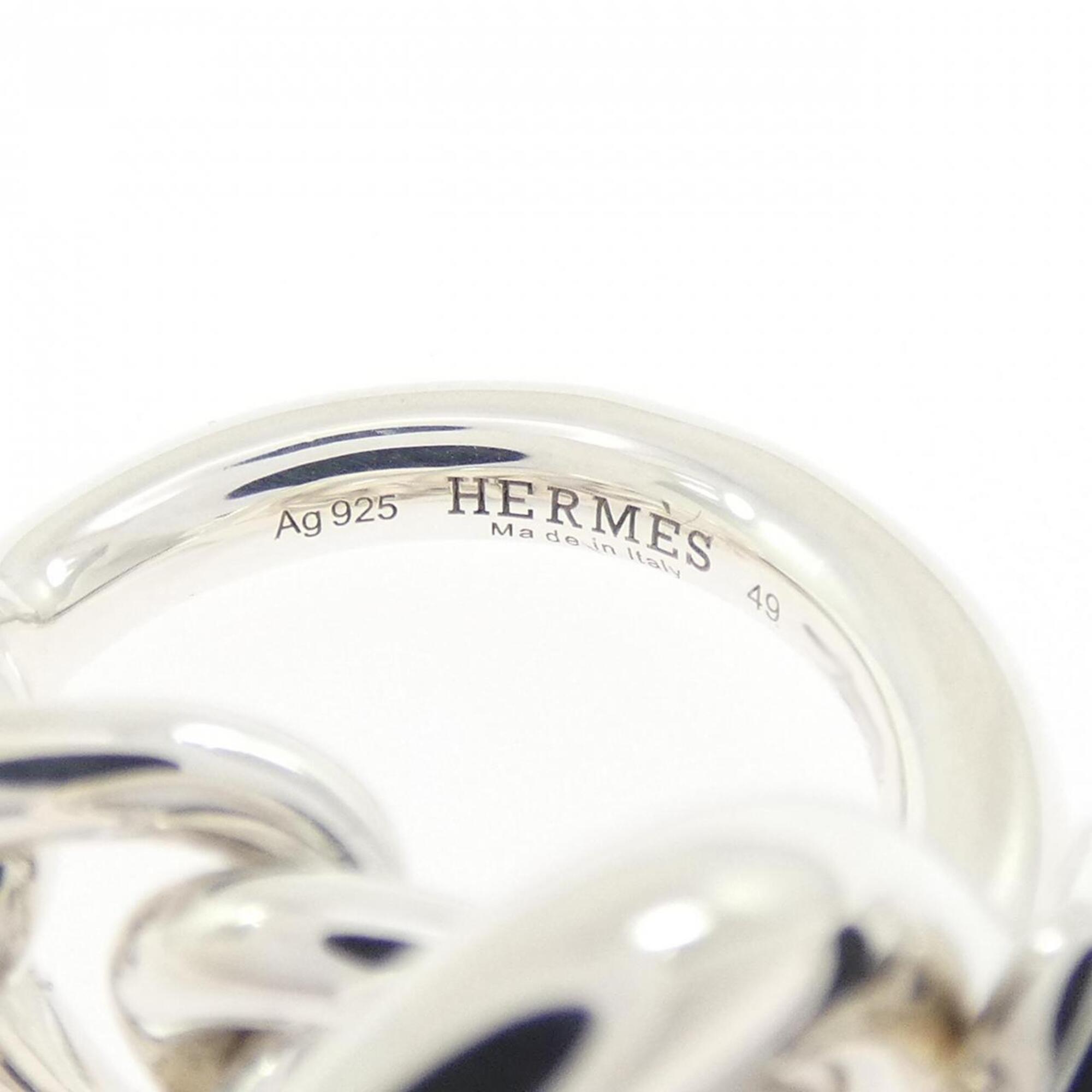 Hermes Silver Silver 925 Band Ring (Pre-Owned)