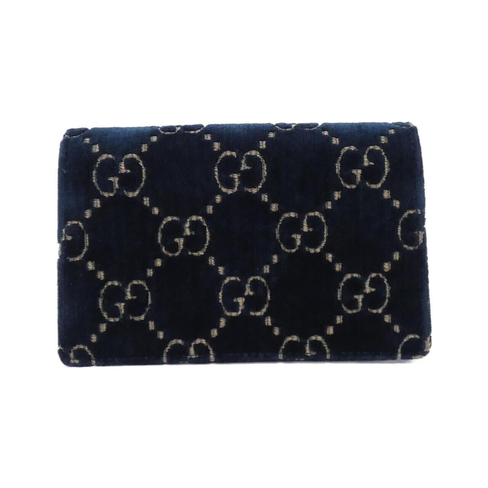 Gucci Black Blue Velvet Leather Shoulder Bag (Pre-Owned)