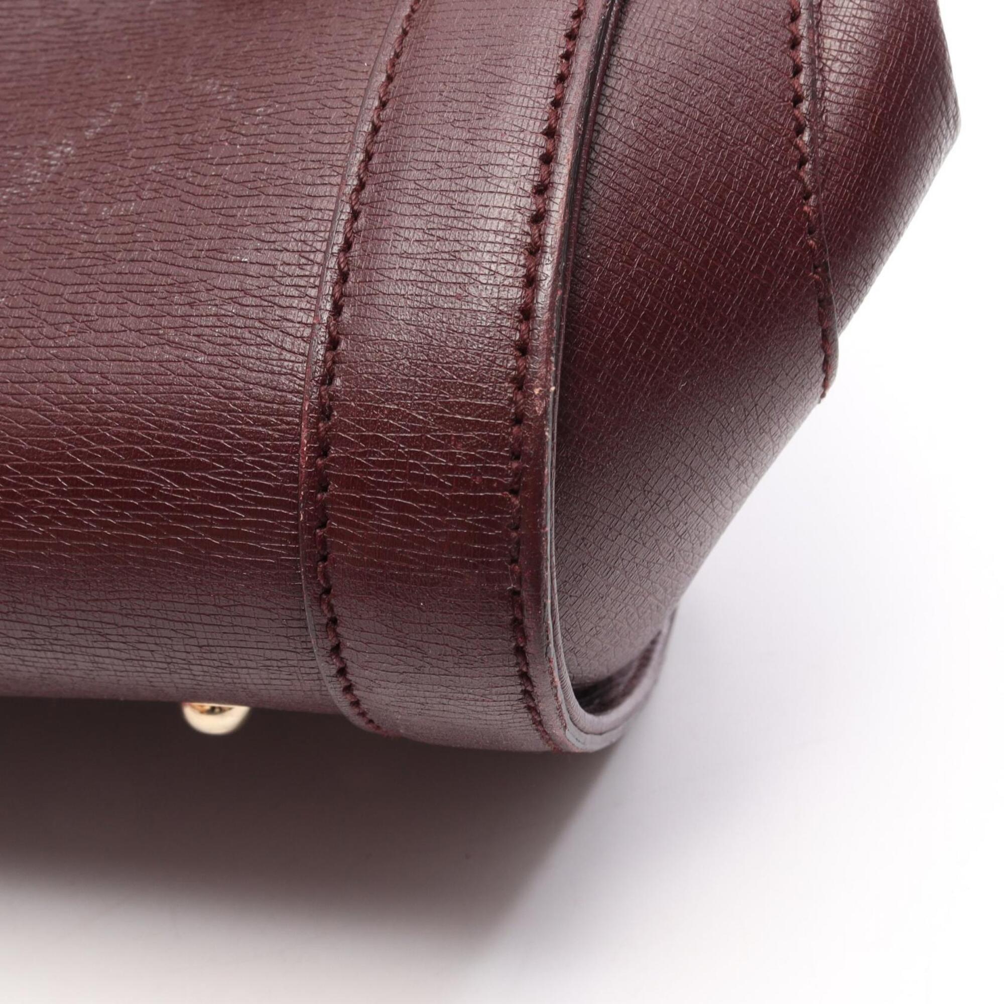 Gucci Bordeaux Leather Handbag Shoulder Bag (Pre-Owned)