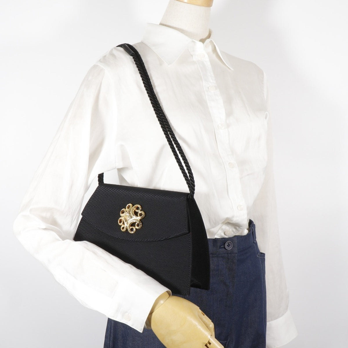 Yves Saint Laurent Black Cotton Shoulder Bag (Pre-Owned)