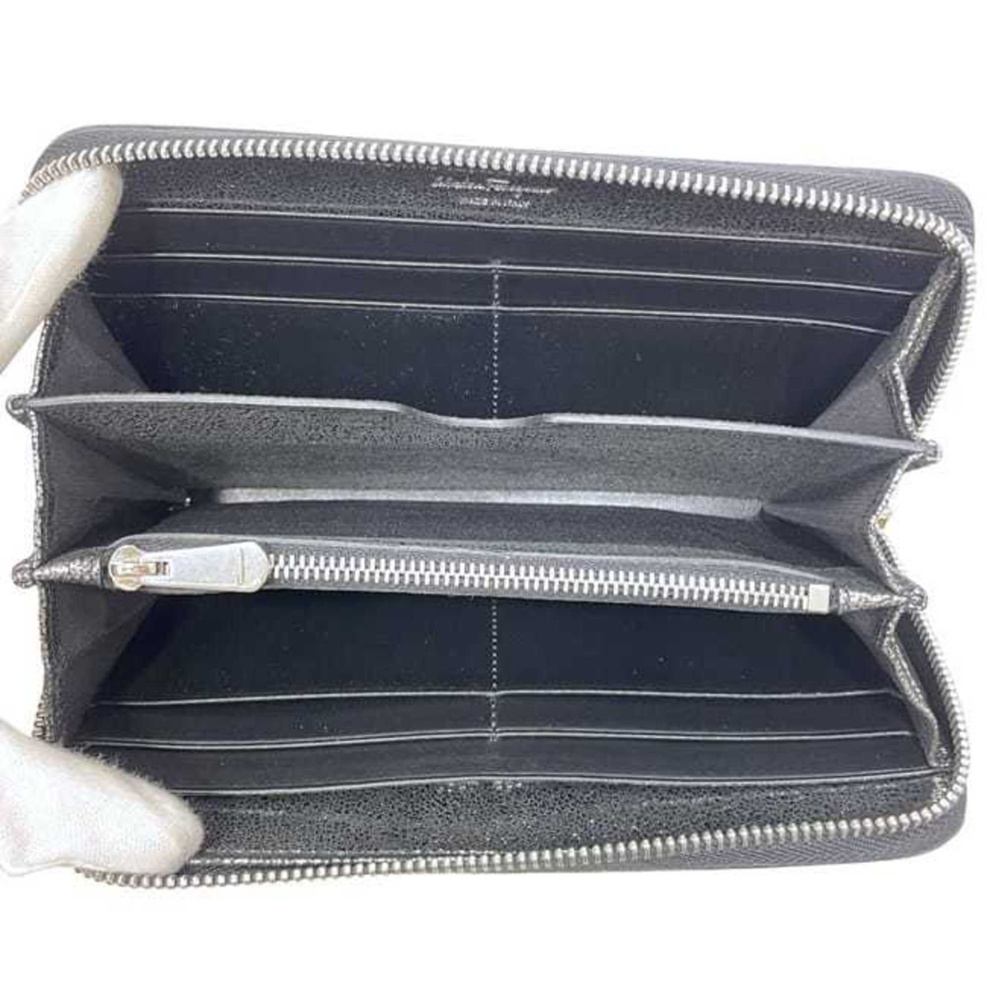 Salvatore Ferragamo Silver Metallic Leather Long Wallet (Bi-Fold) (Pre-Owned)