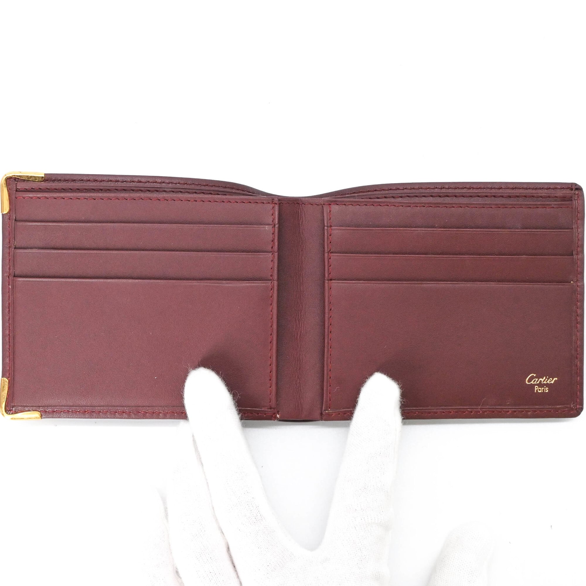 Cartier Must Bordeaux Leather Wallet (Bi-Fold) (Pre-Owned)
