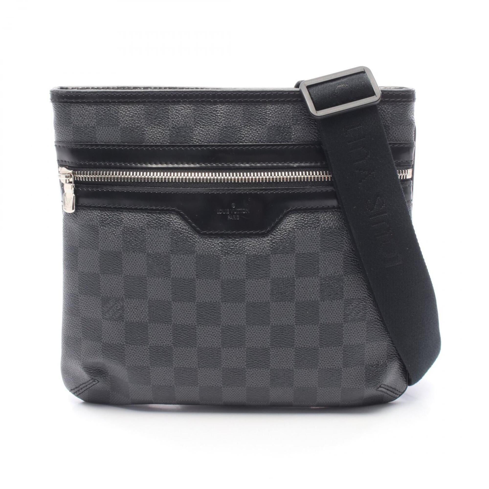 Louis Vuitton Black Coated Canvas Leather Handbag Shoulder Bag (Pre-Owned)
