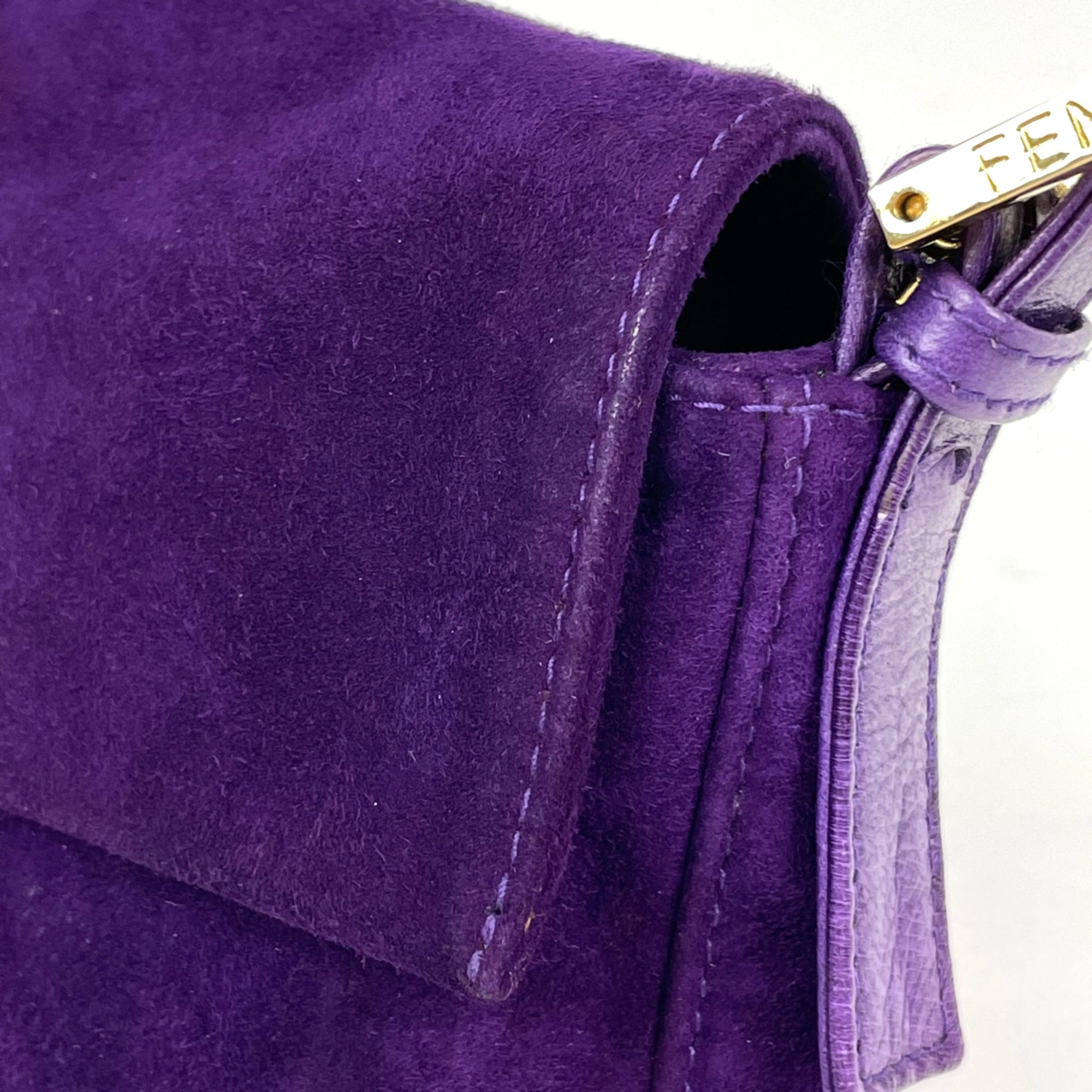 Fendi Purple Suede Leather Shoulder Bag (Pre-Owned)