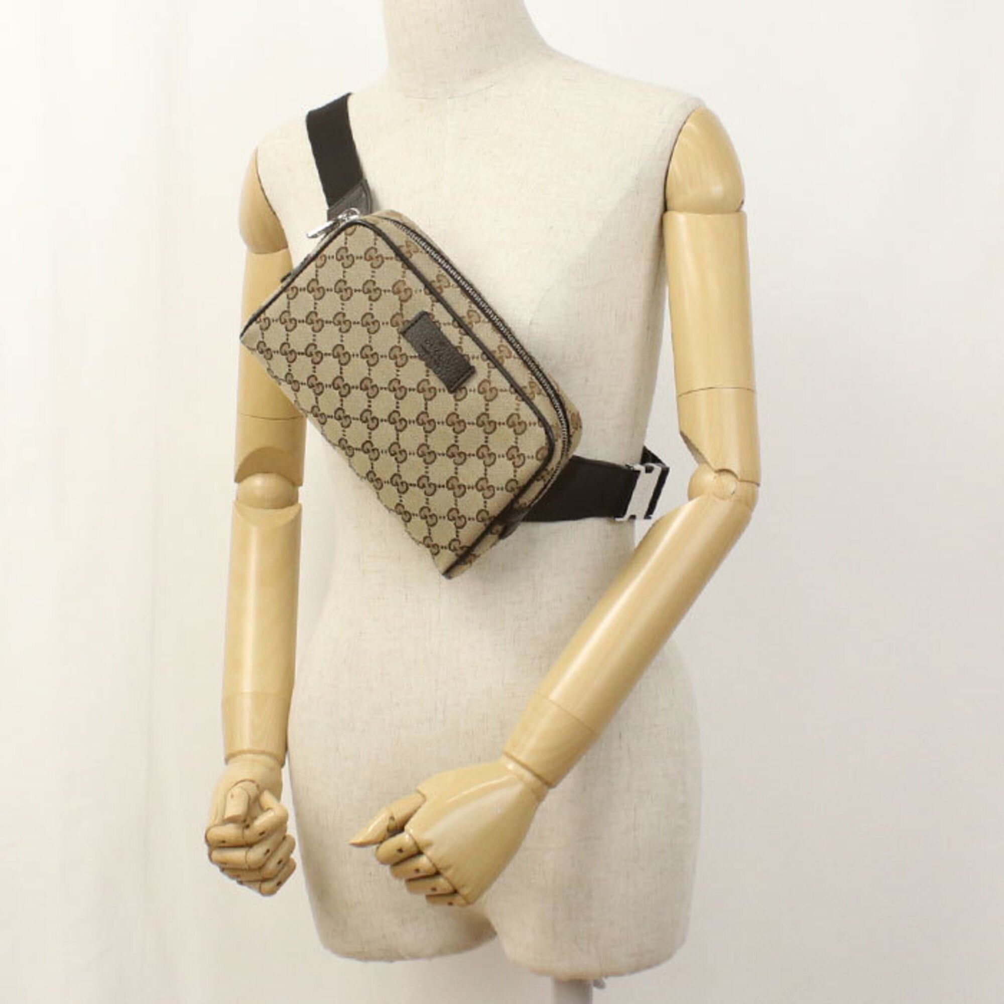 Gucci Brown Canvas Sling Bag (Pre-Owned)