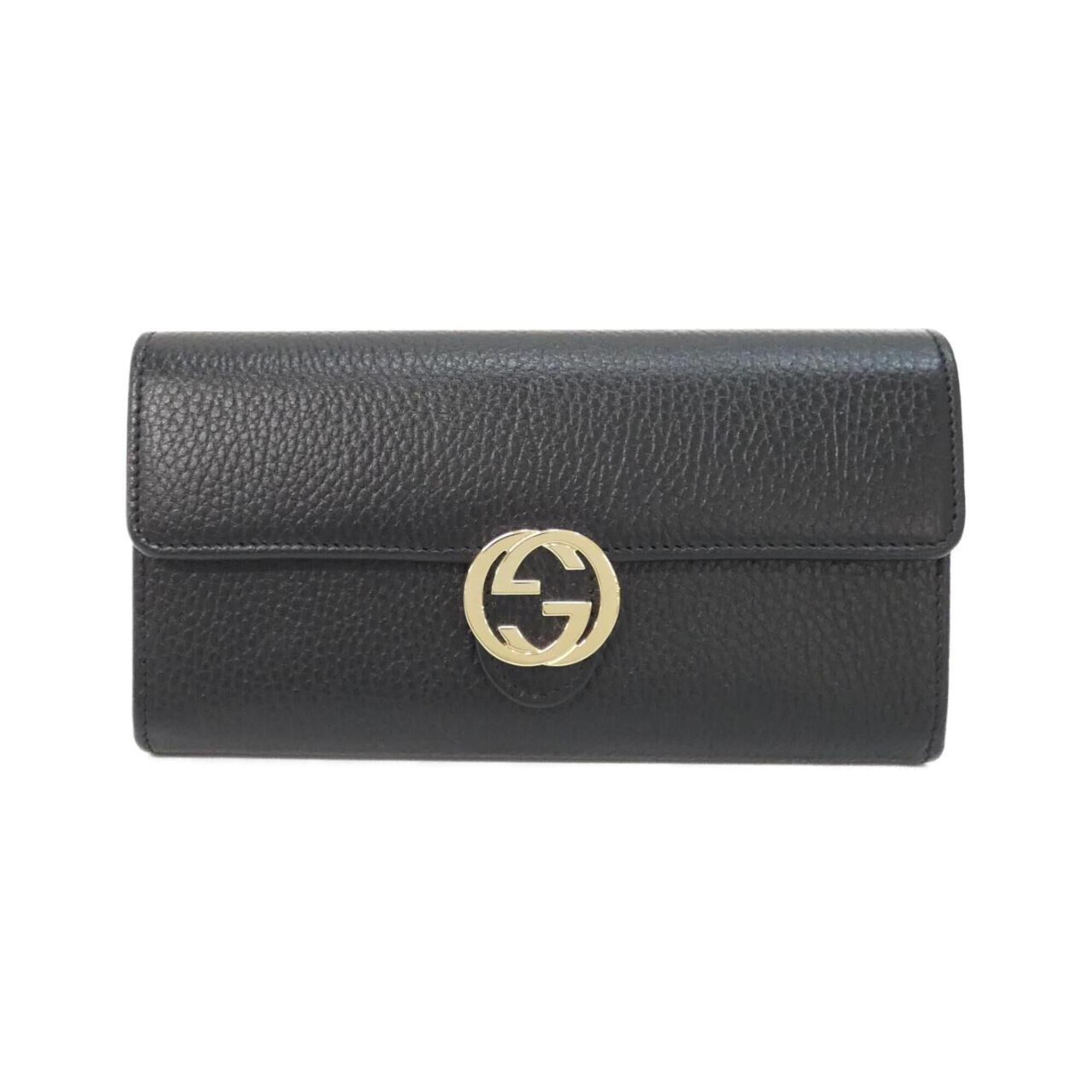 Gucci Black Leather Long Wallet (Bi-Fold) (Pre-Owned)