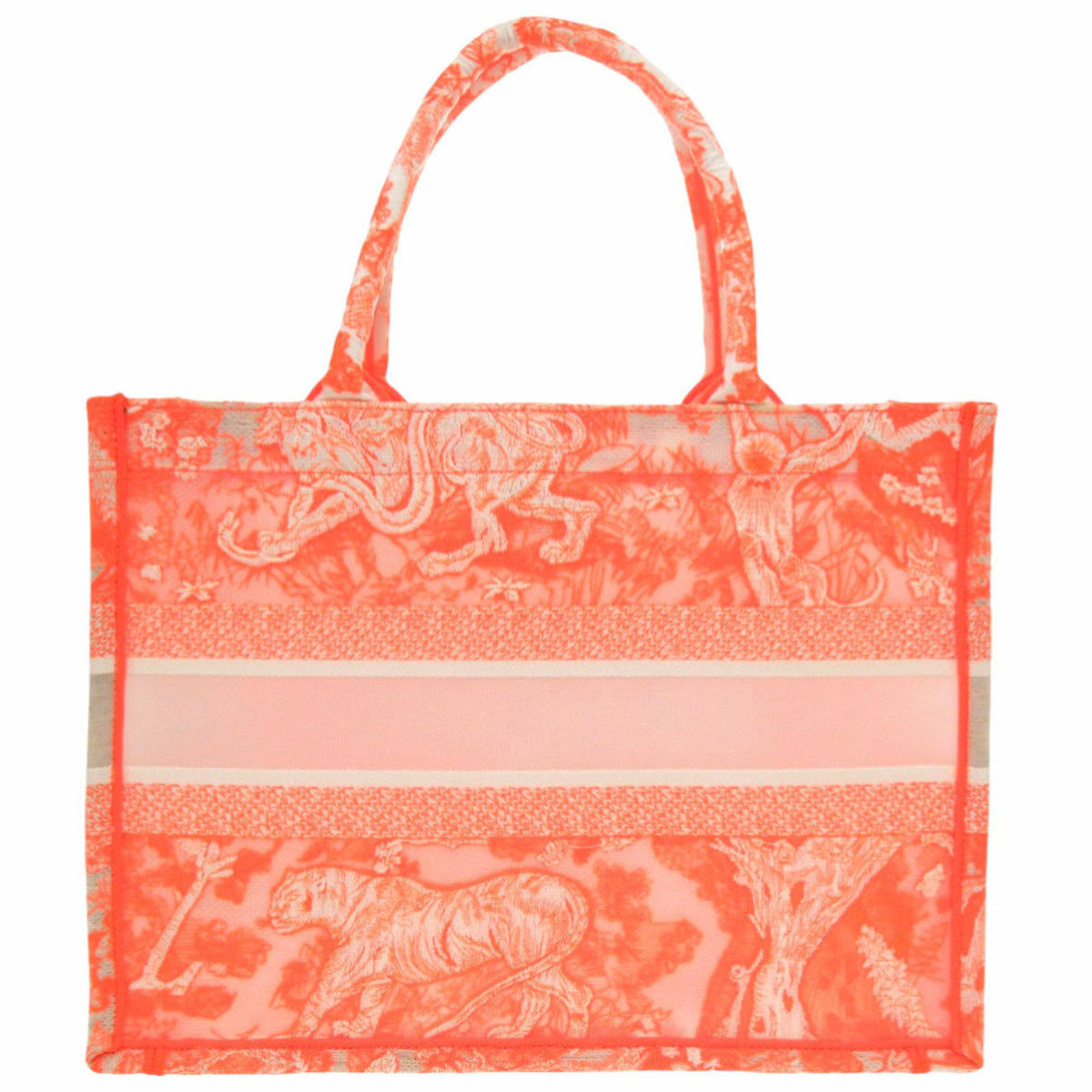 Christian Dior Orange White Mesh Jacquard Handbag (Pre-Owned)
