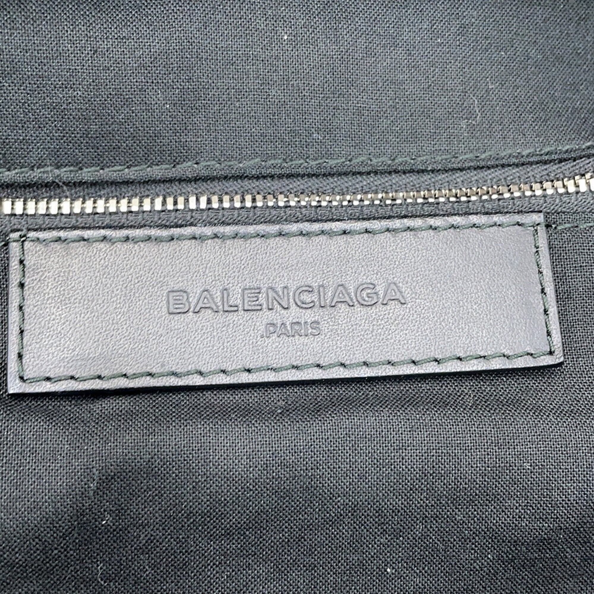 Balenciaga Beige Black Canvas Leather Backpack Handbag (Pre-Owned)