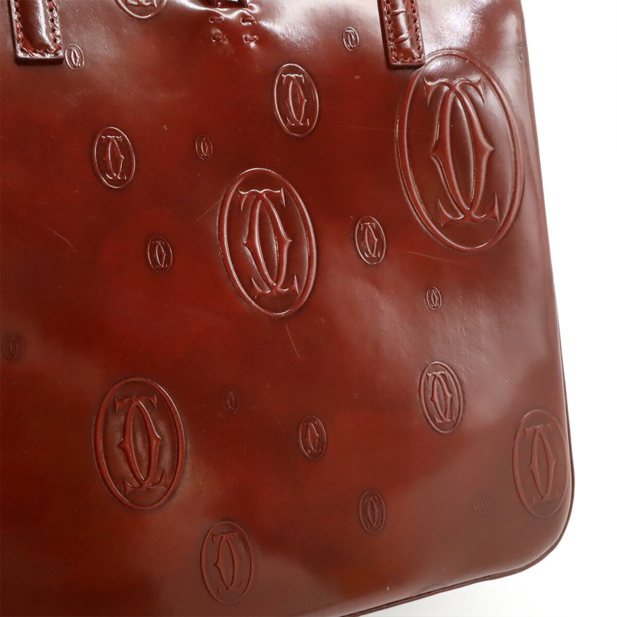 Cartier Happy Birthday Bordeaux Leather Handbag Tote Bag (Pre-Owned)