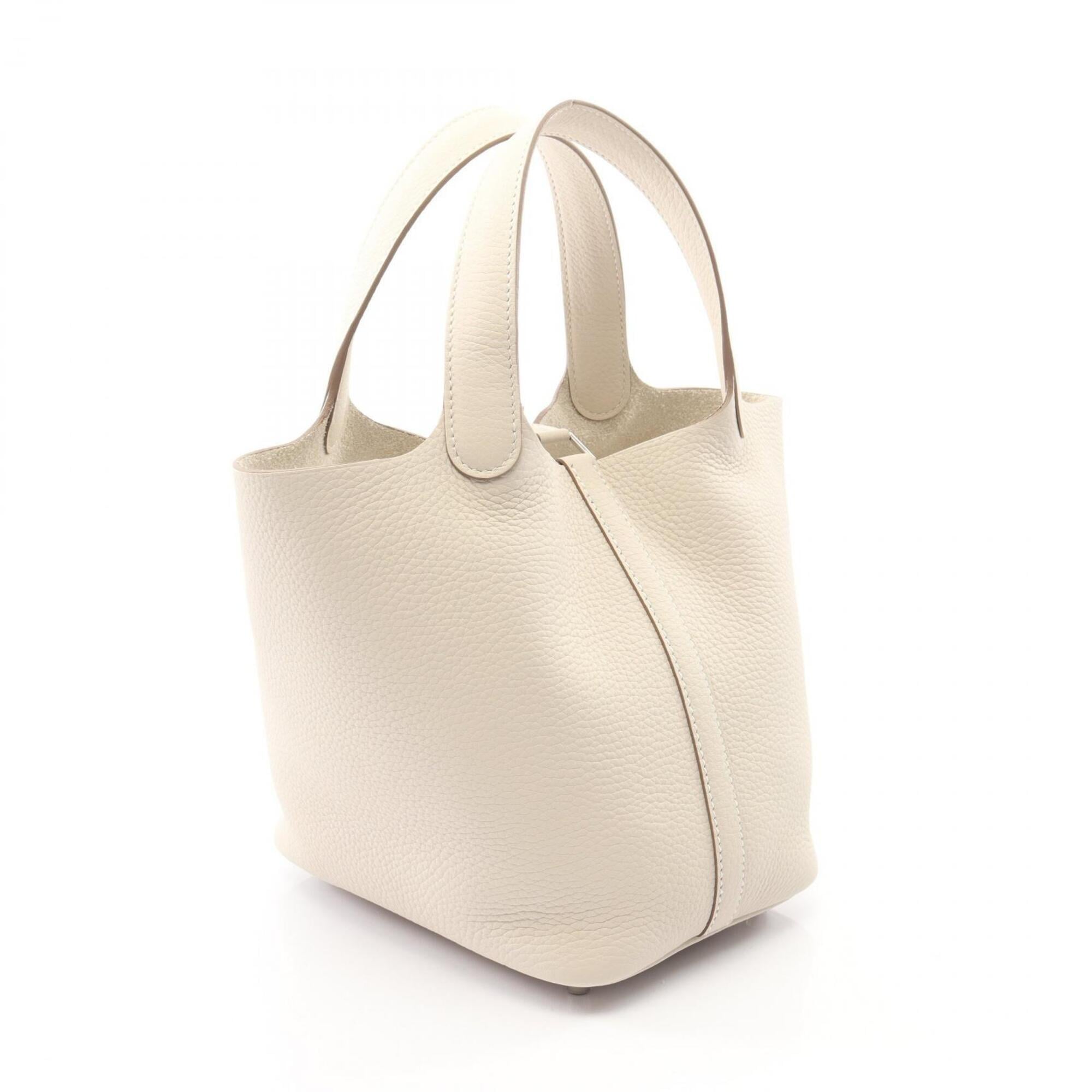 Hermes White Leather Taurillon Clemence Leather Handbag (Pre-Owned)
