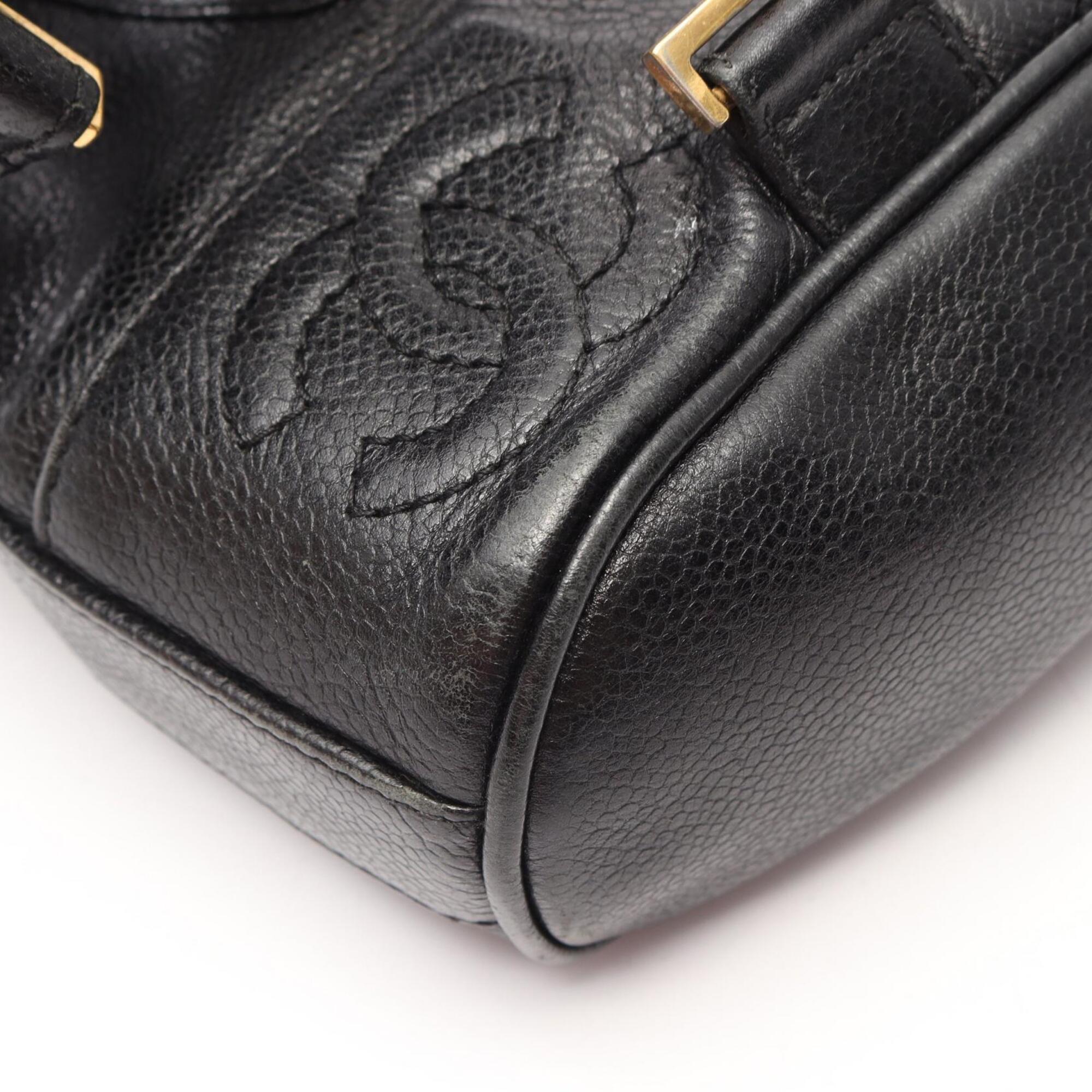 Chanel Black Grained Calfskin Backpack Handbag (Pre-Owned)