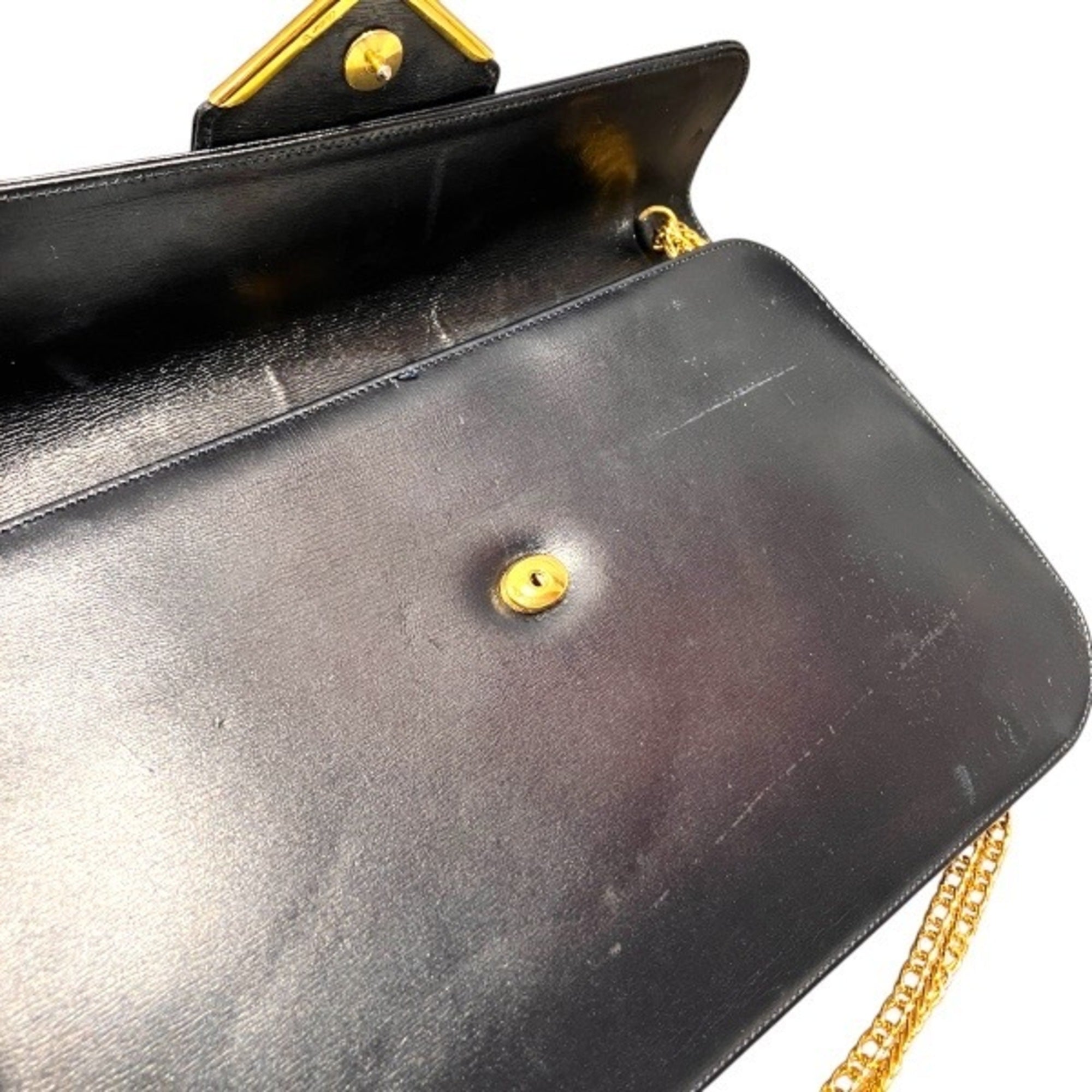 Cartier Sapphire Line Black Leather Handbag Shoulder Bag (Pre-Owned)