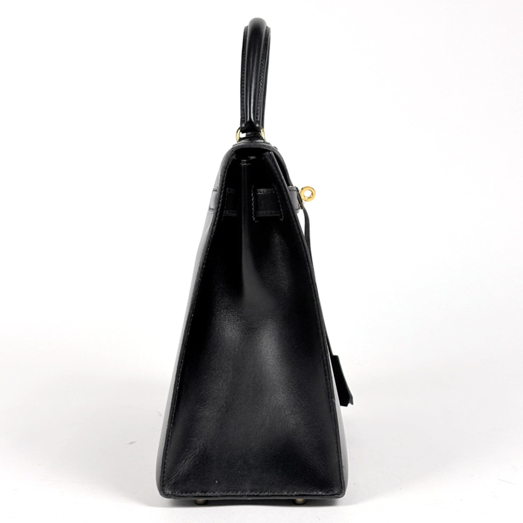 Hermes Kelly Black Box Calf Leather Handbag (Pre-Owned)